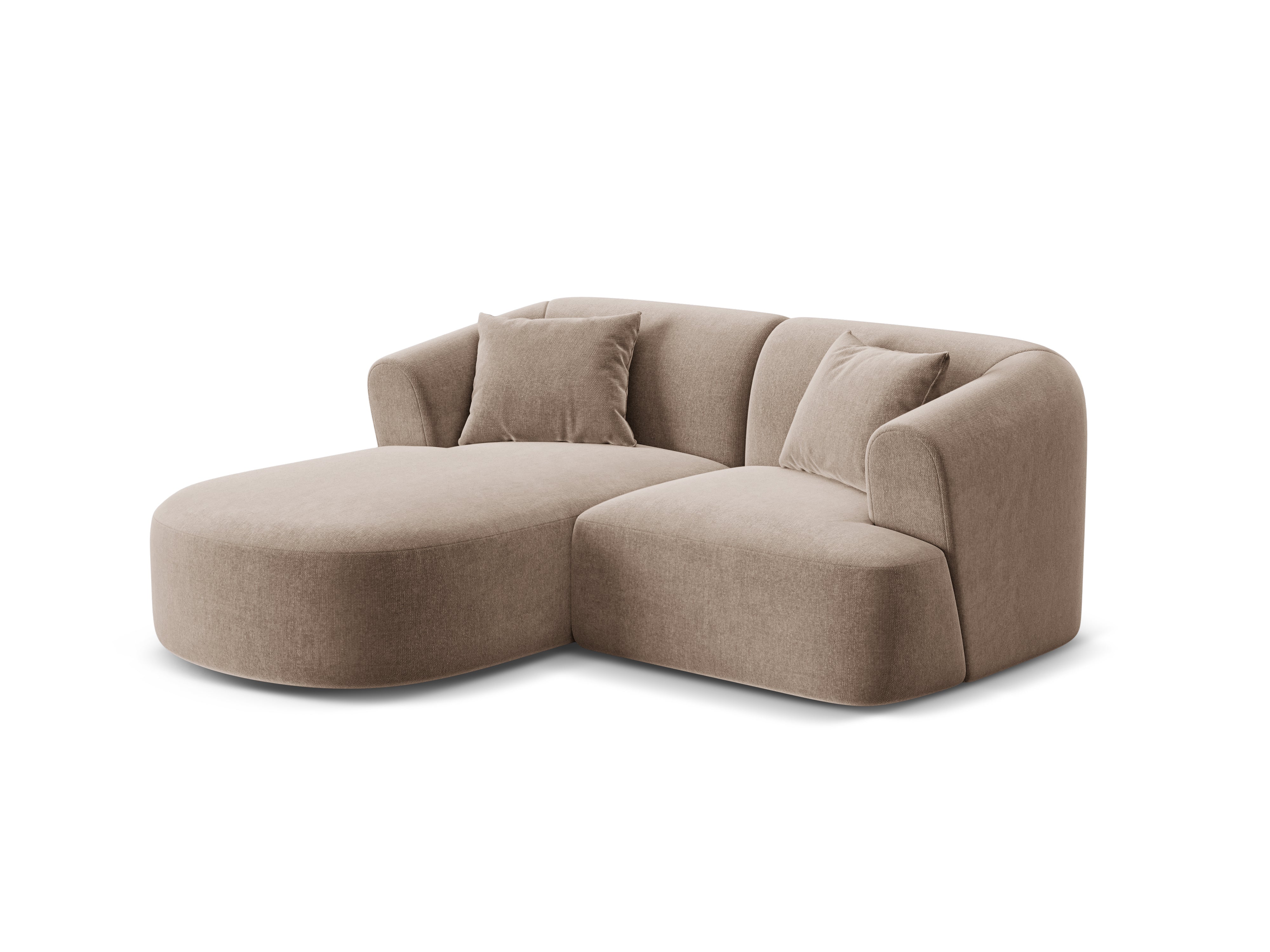Samt-Ecksofa linksseitig 3-sitzig CAMPI dunkelbeige