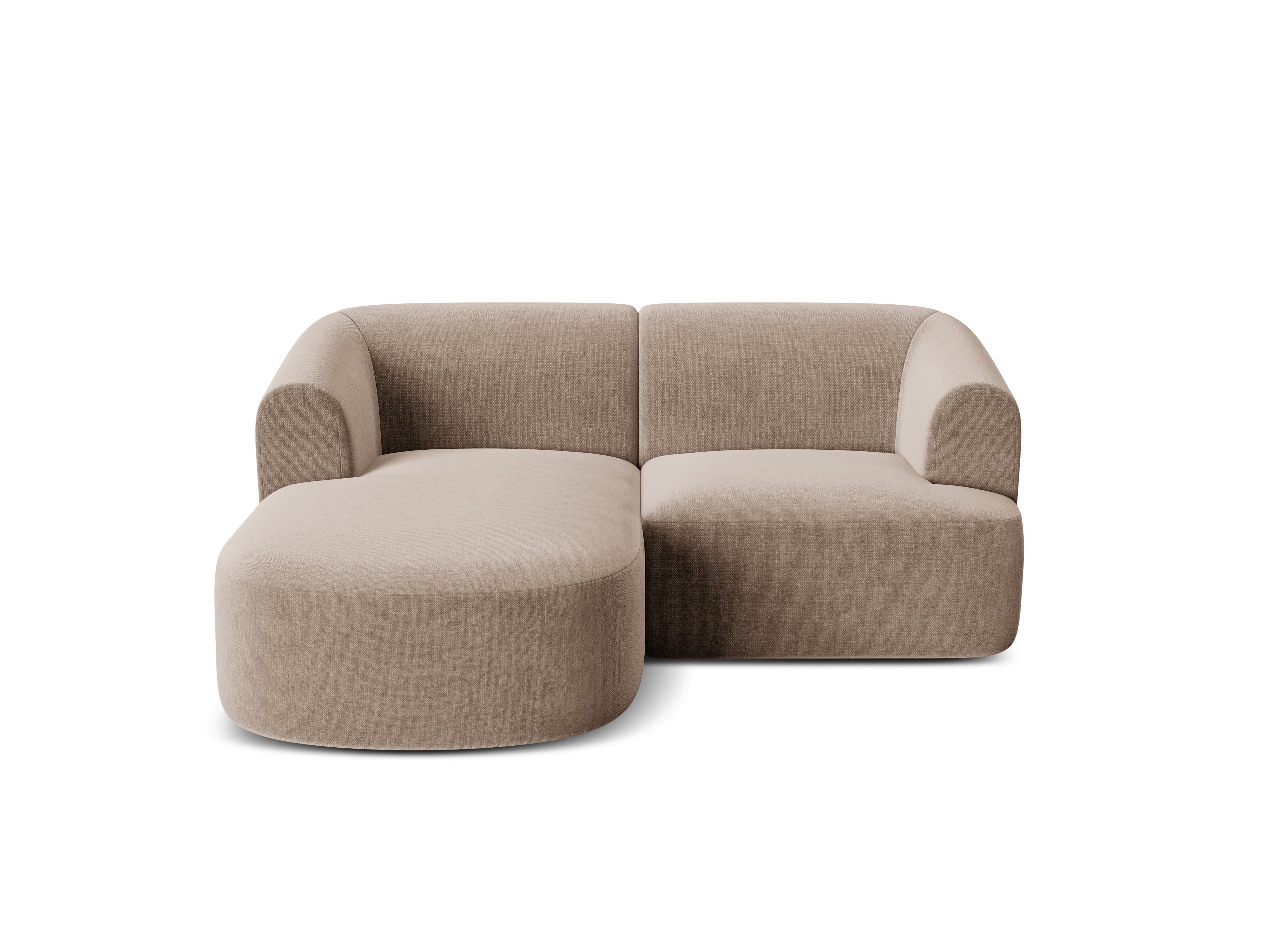 Samt-Ecksofa linksseitig 3-sitzig CAMPI dunkelbeige