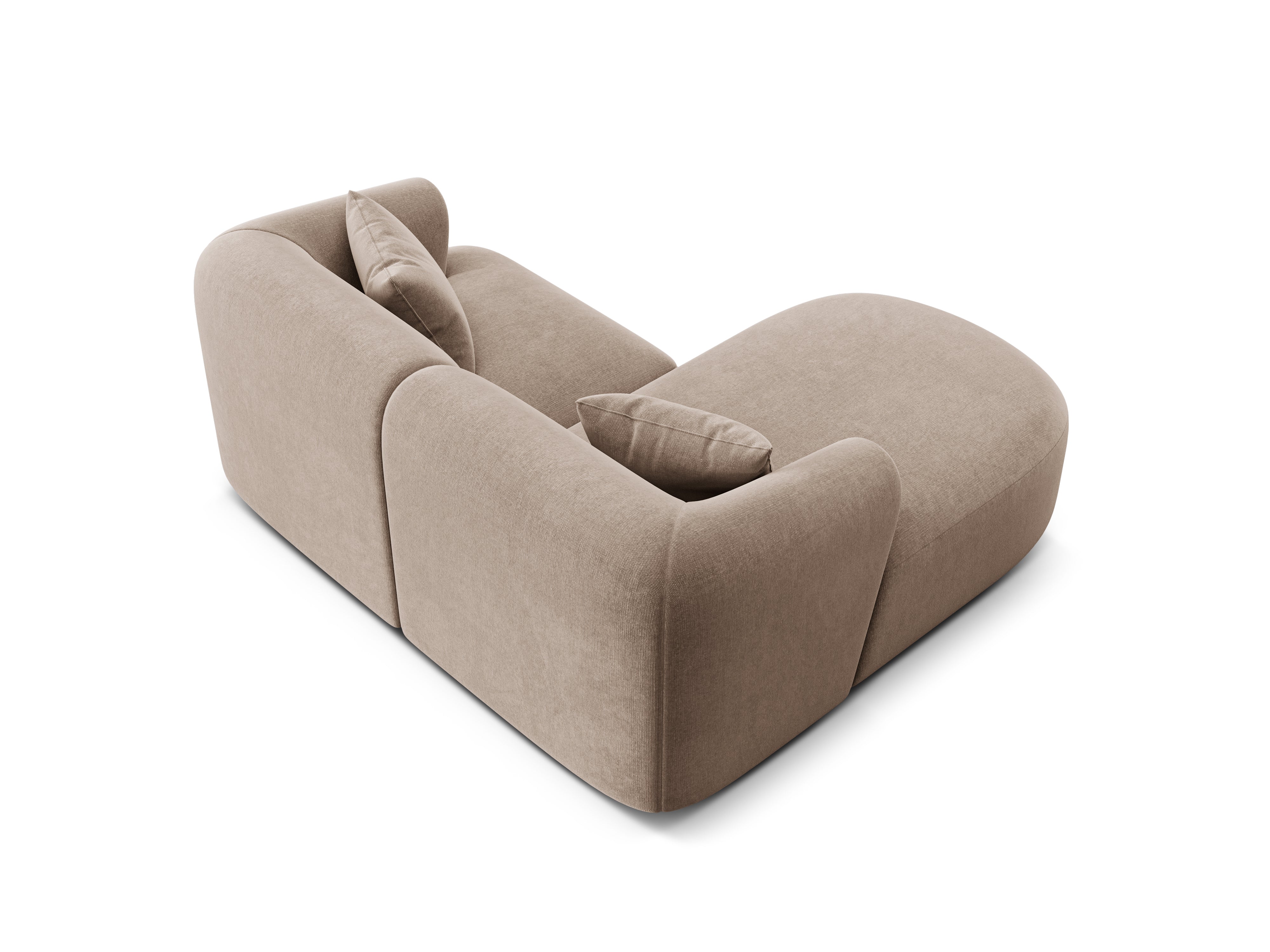 Samt-Ecksofa linksseitig 3-sitzig CAMPI dunkelbeige