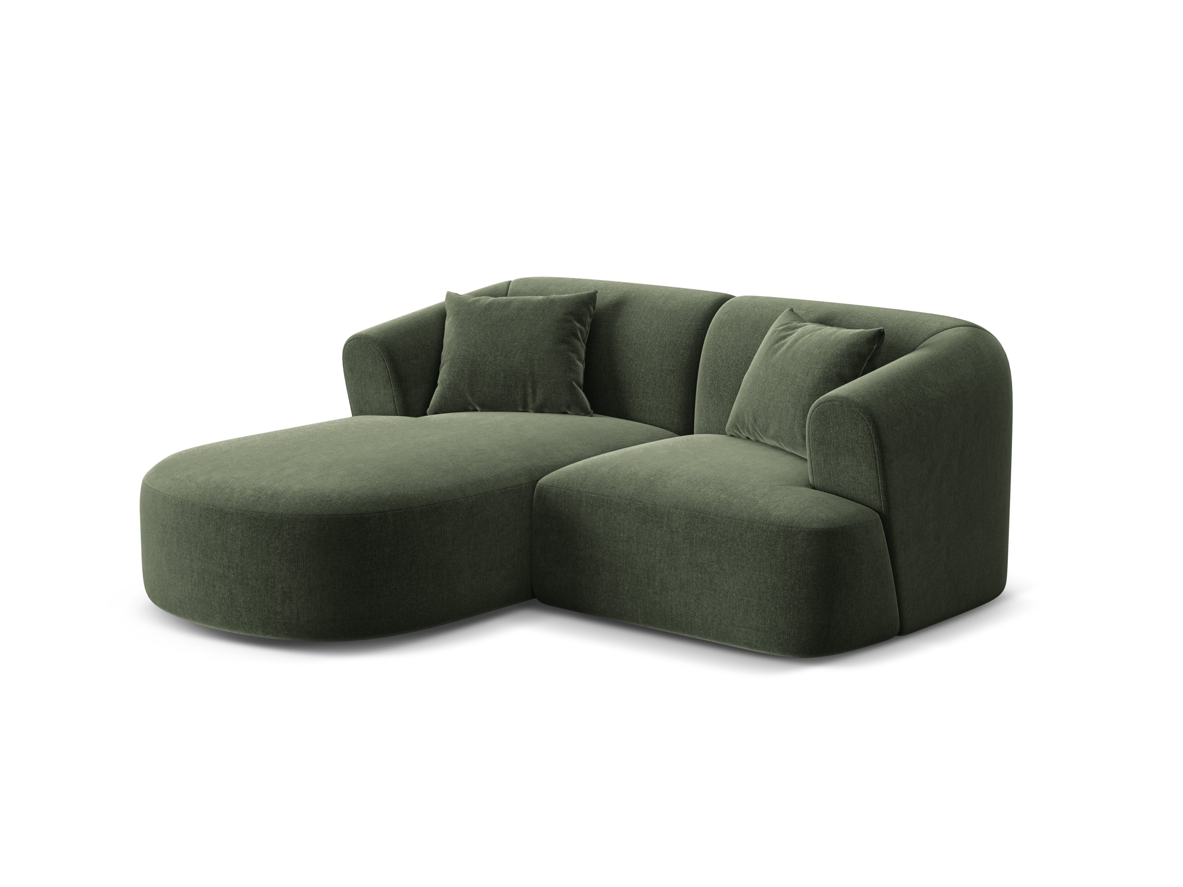 Samt-Ecksofa linksseitig 3-sitzig CAMPI grün