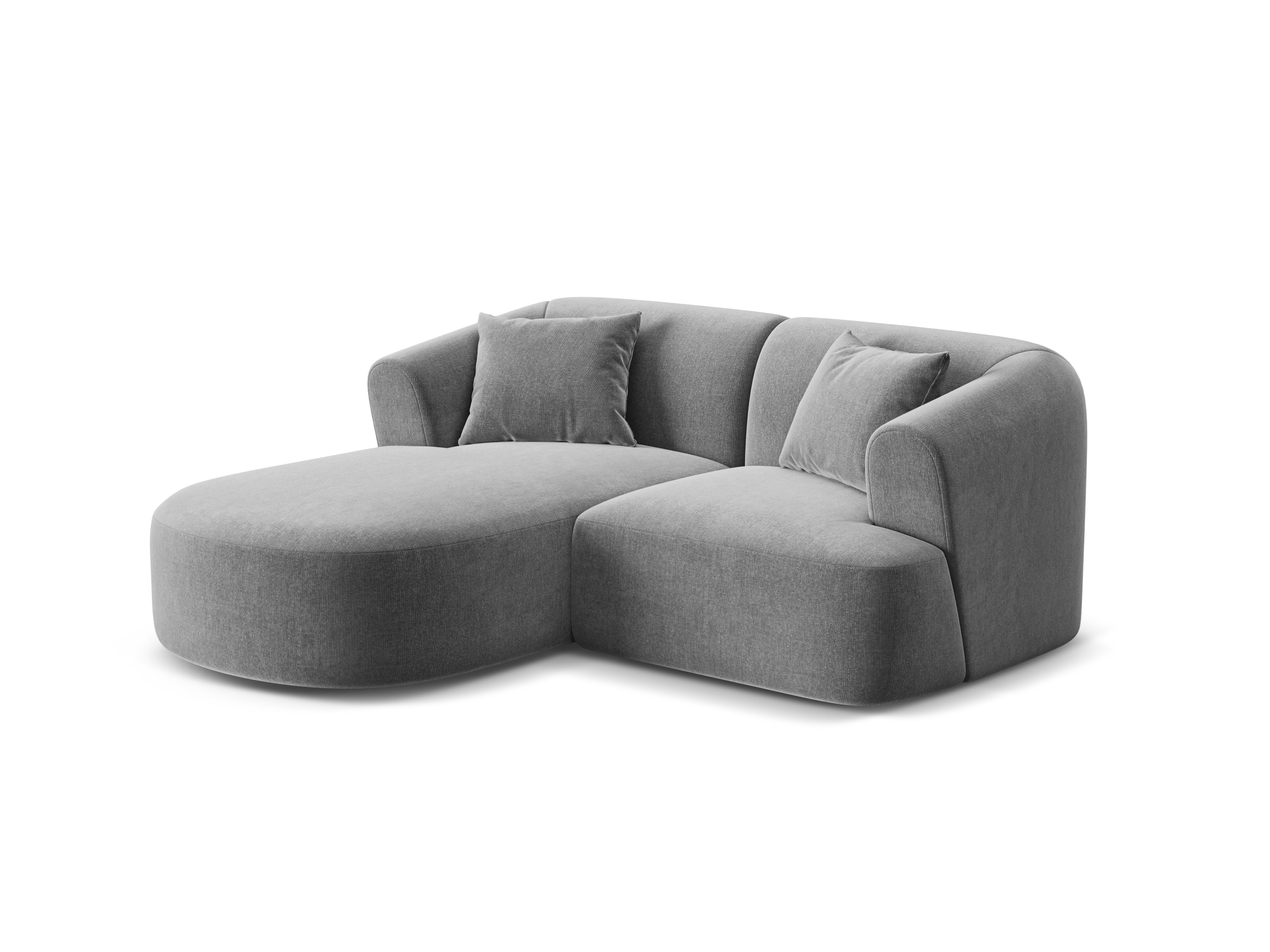 Samt-Ecksofa linksseitig 3-sitzig CAMPI grau