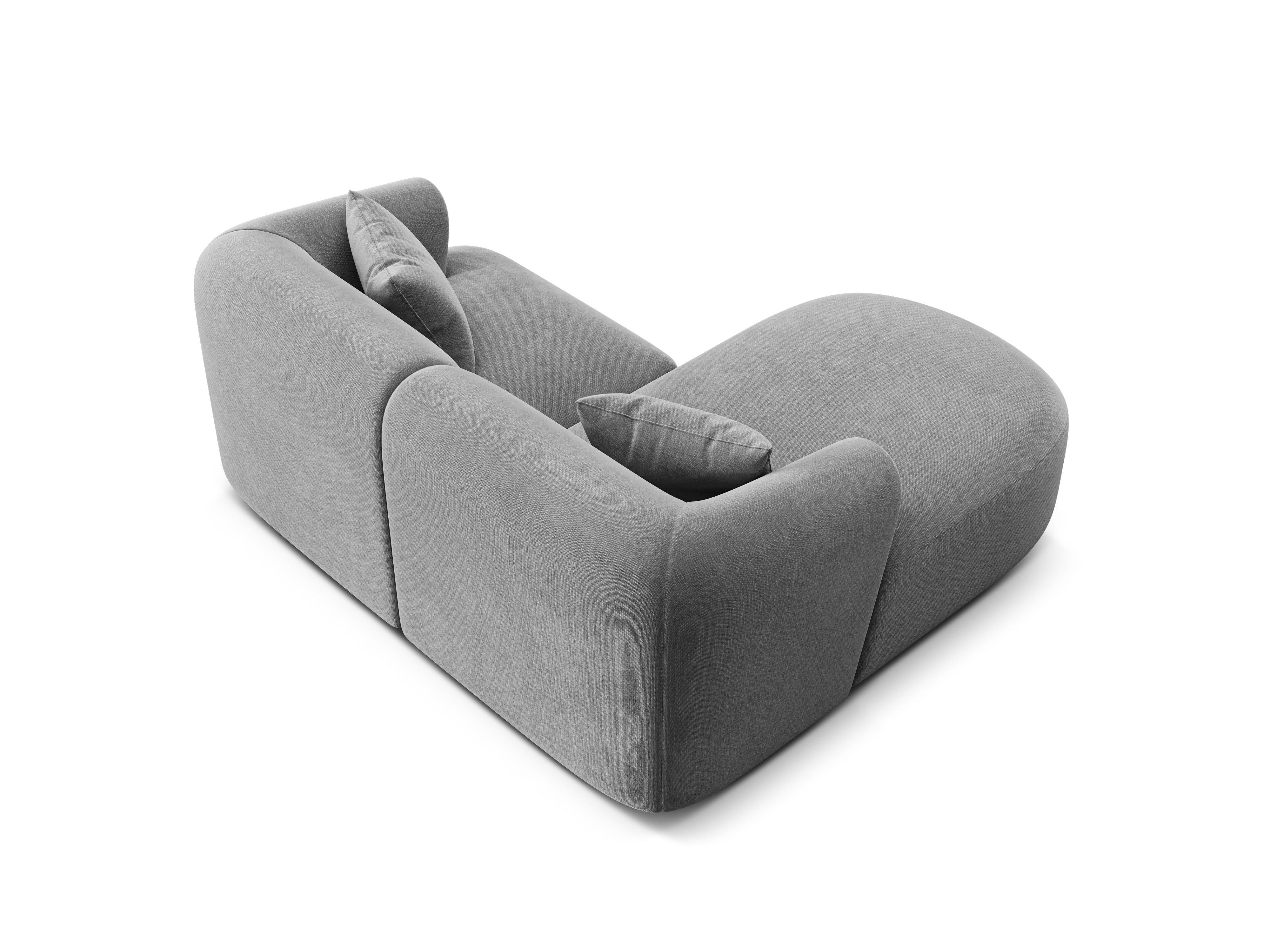 Samt-Ecksofa linksseitig 3-sitzig CAMPI grau