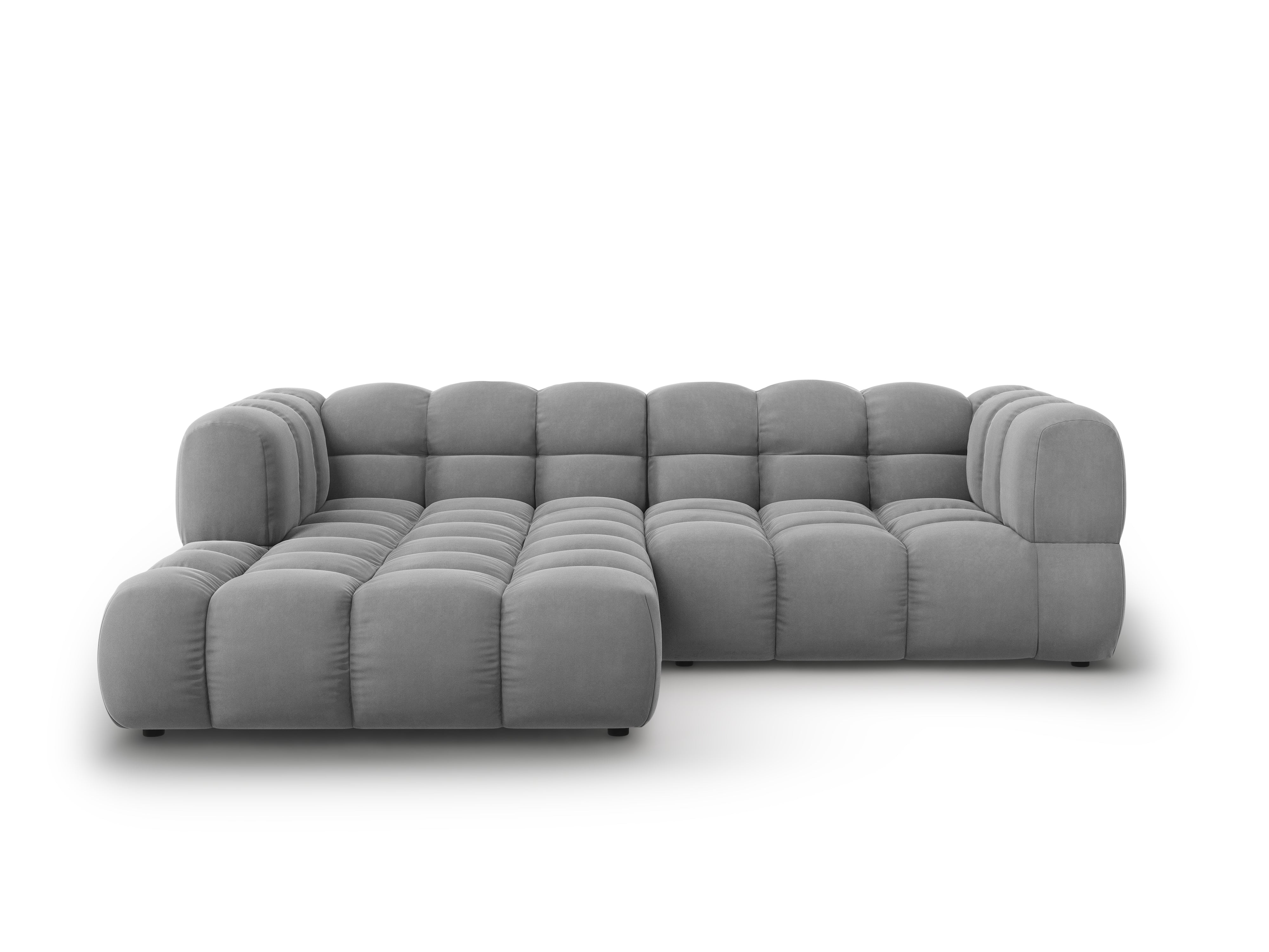 Narożnik aksamitny lewostronny 3-osobowy SKY jasnoszary Cosmopolitan Design Eye on Design