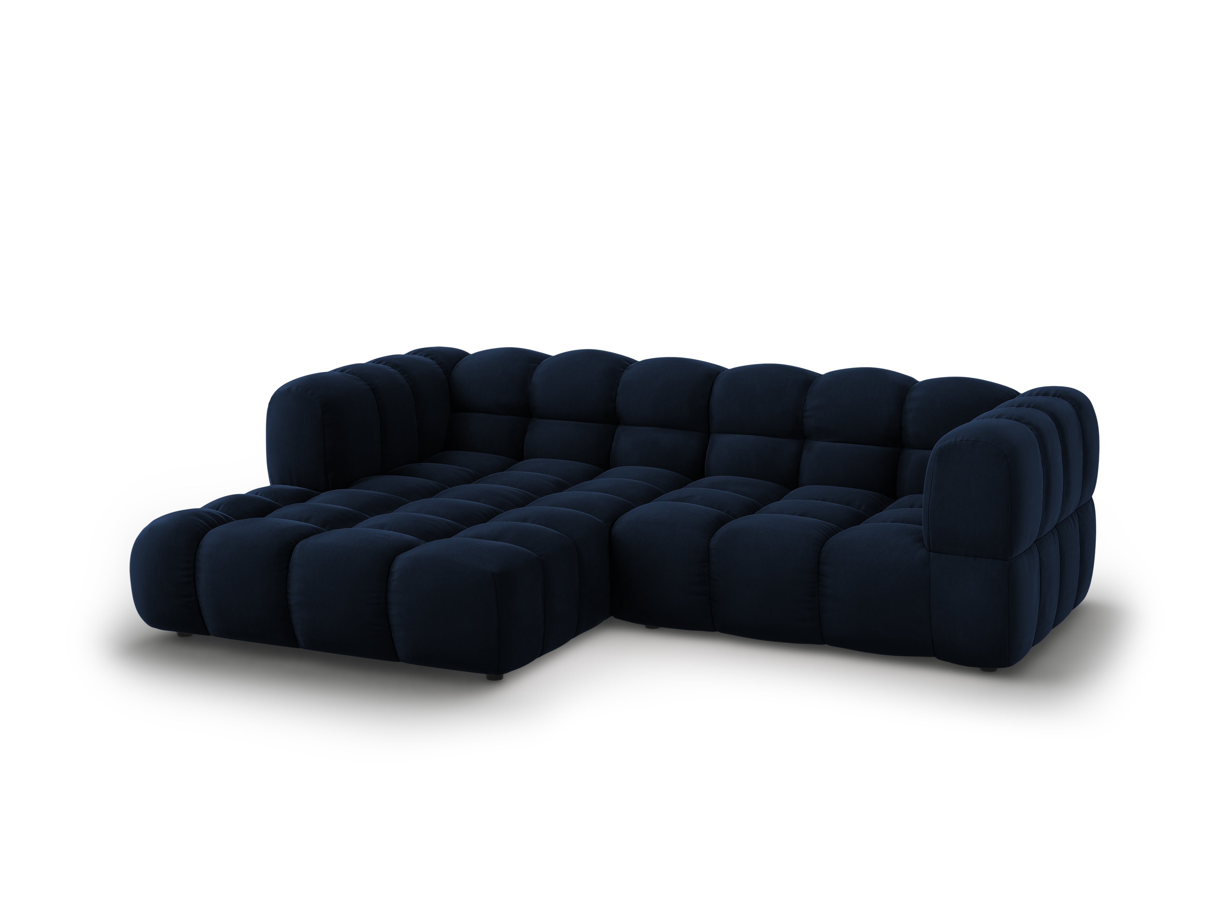 Narożnik aksamitny lewostronny 3-osobowy SKY granat królewski Cosmopolitan Design Eye on Design