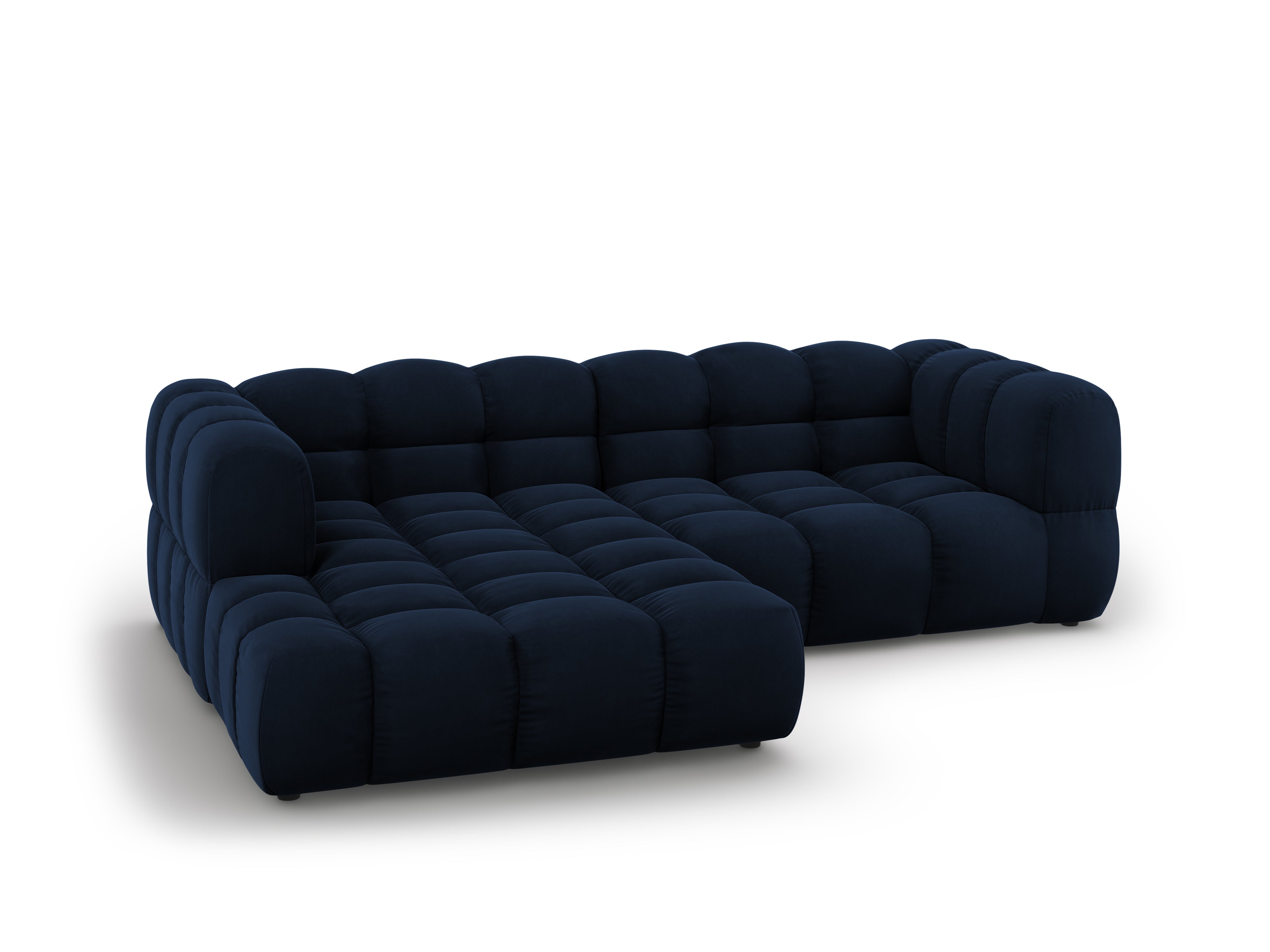 Narożnik aksamitny lewostronny 3-osobowy SKY granat królewski Cosmopolitan Design Eye on Design