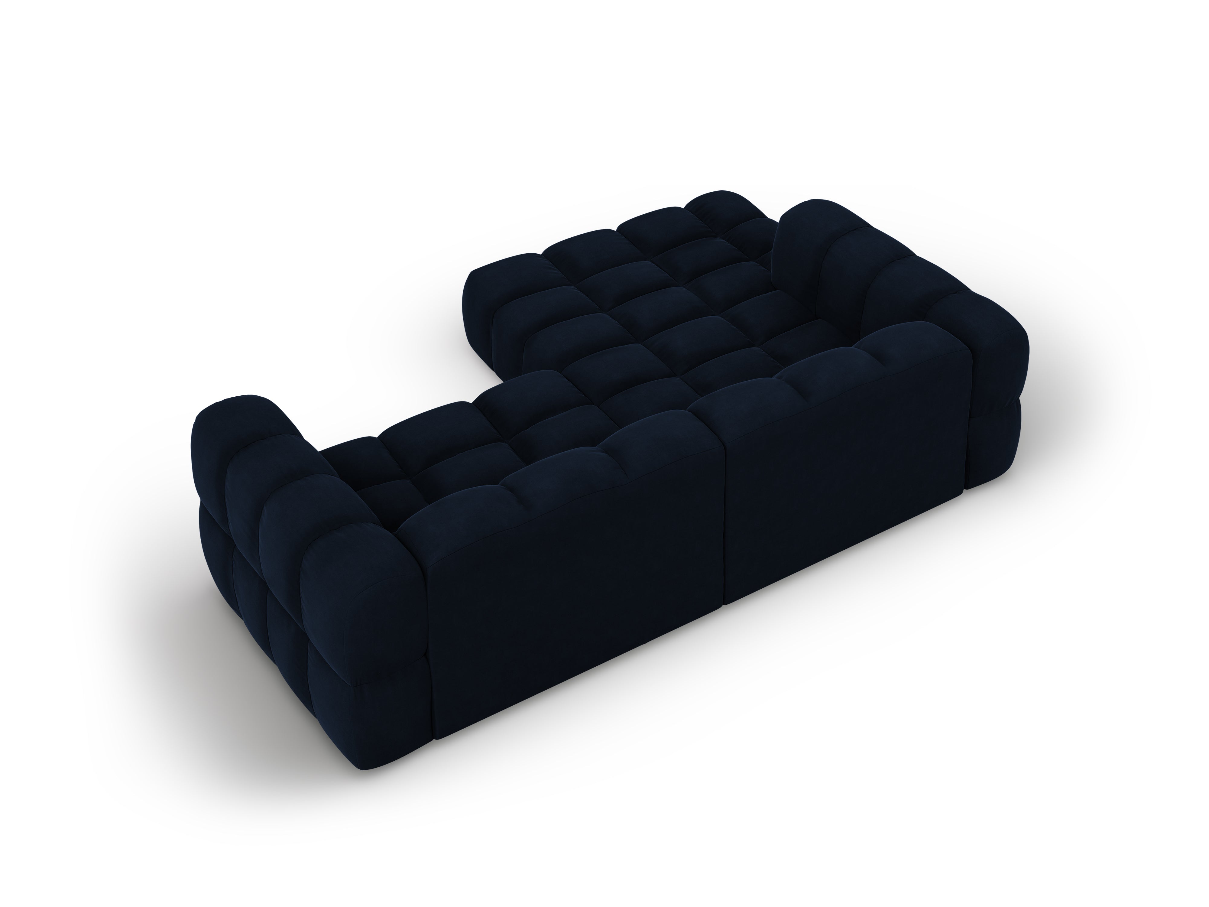 Narożnik aksamitny lewostronny 3-osobowy SKY granat królewski Cosmopolitan Design Eye on Design