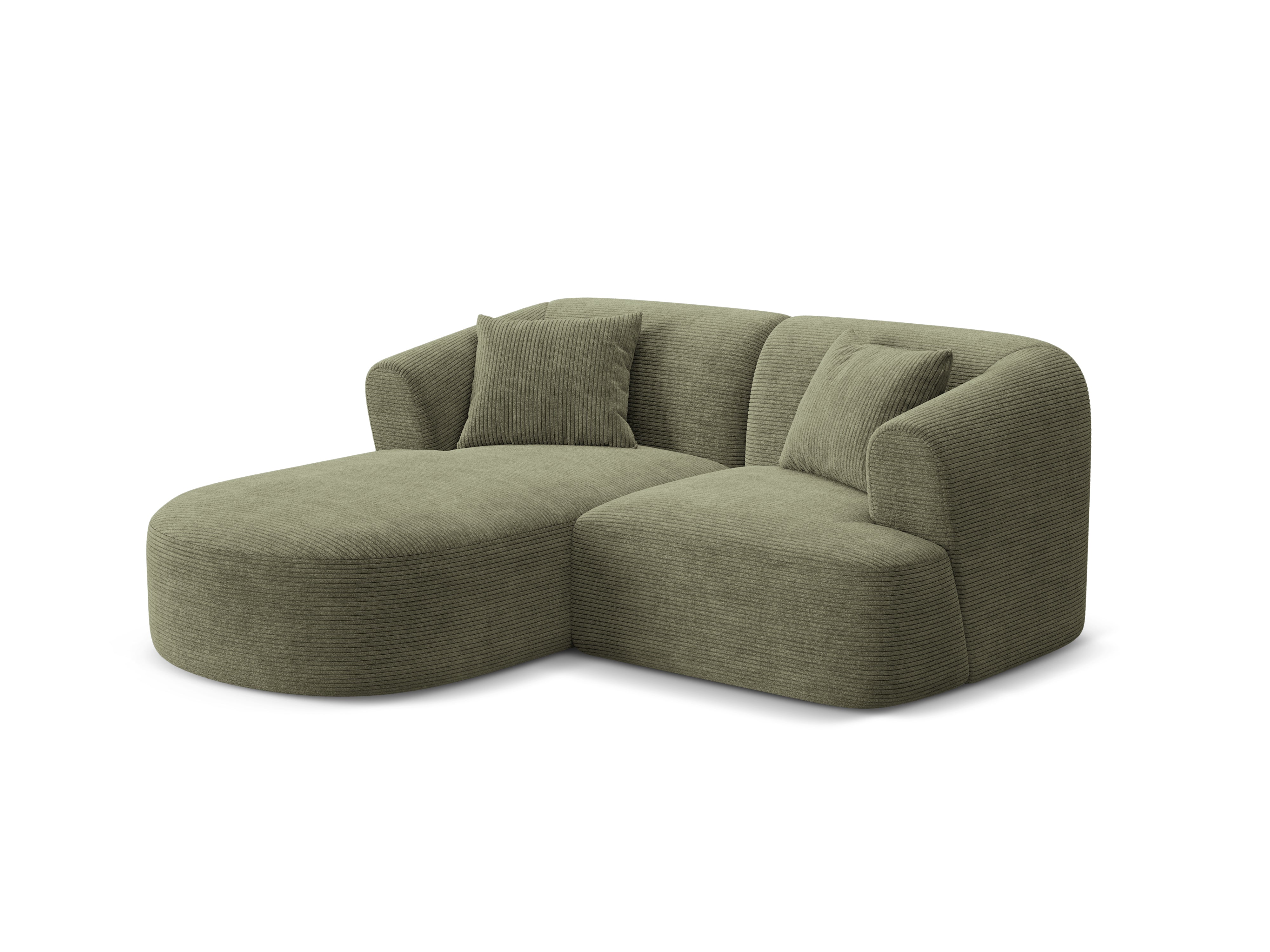 Linksseitiges 3-Sitzer-Sofa CAMPI in grünem Cord
