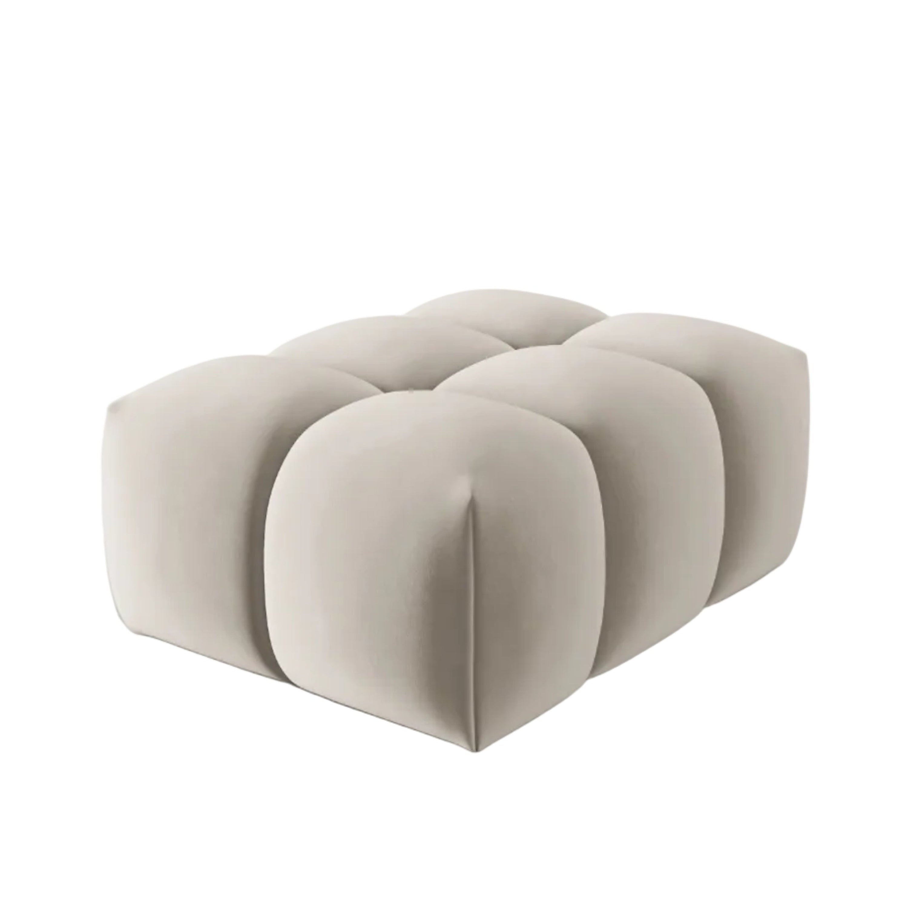Velvet Pouf VERONA Ecru