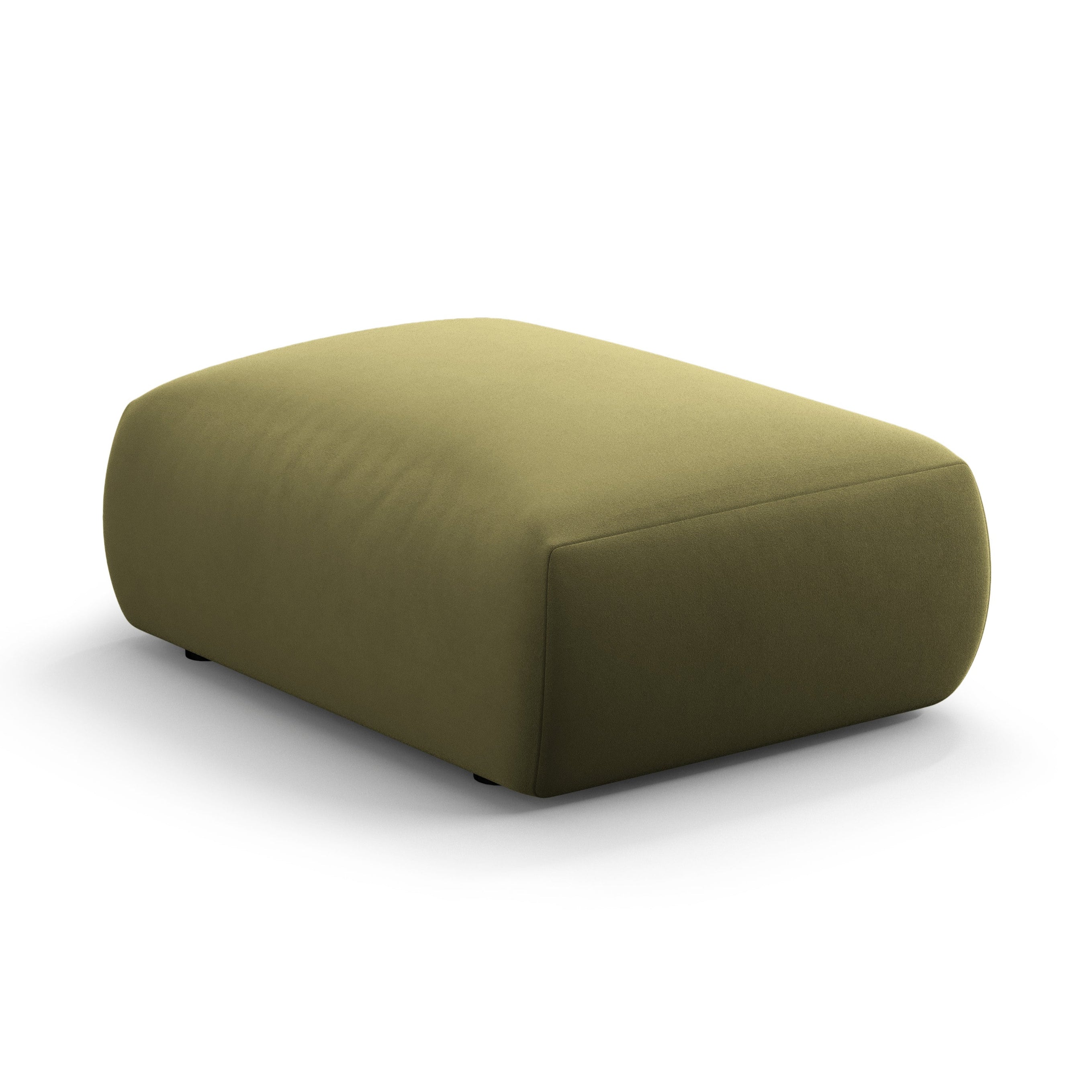 Velvet pouf MATERA olive