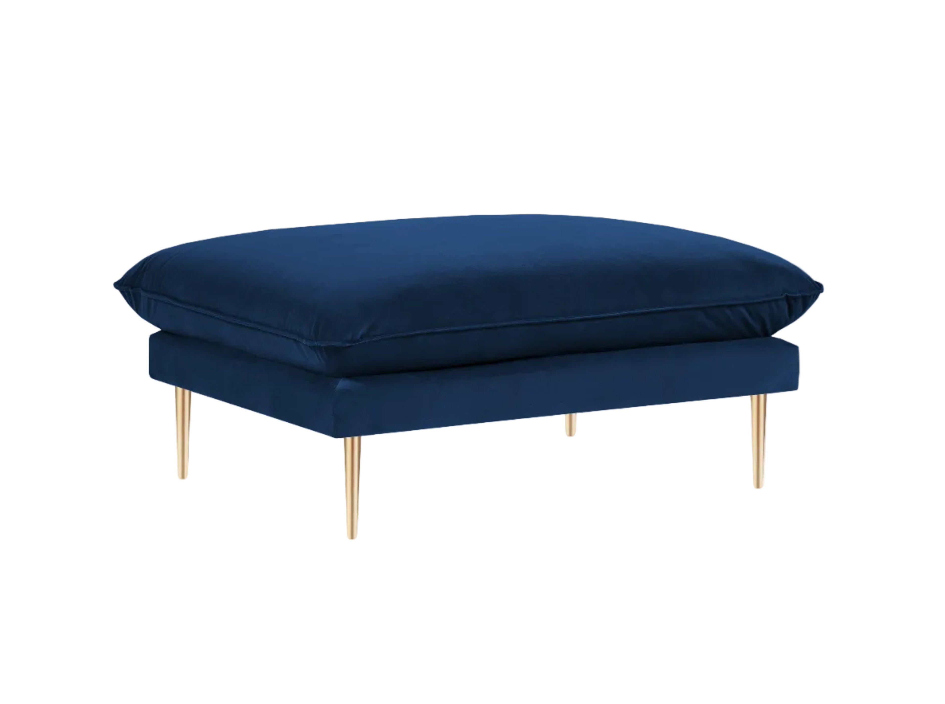Velvet Pouf VIENNA in Royal Blue with Gold Base