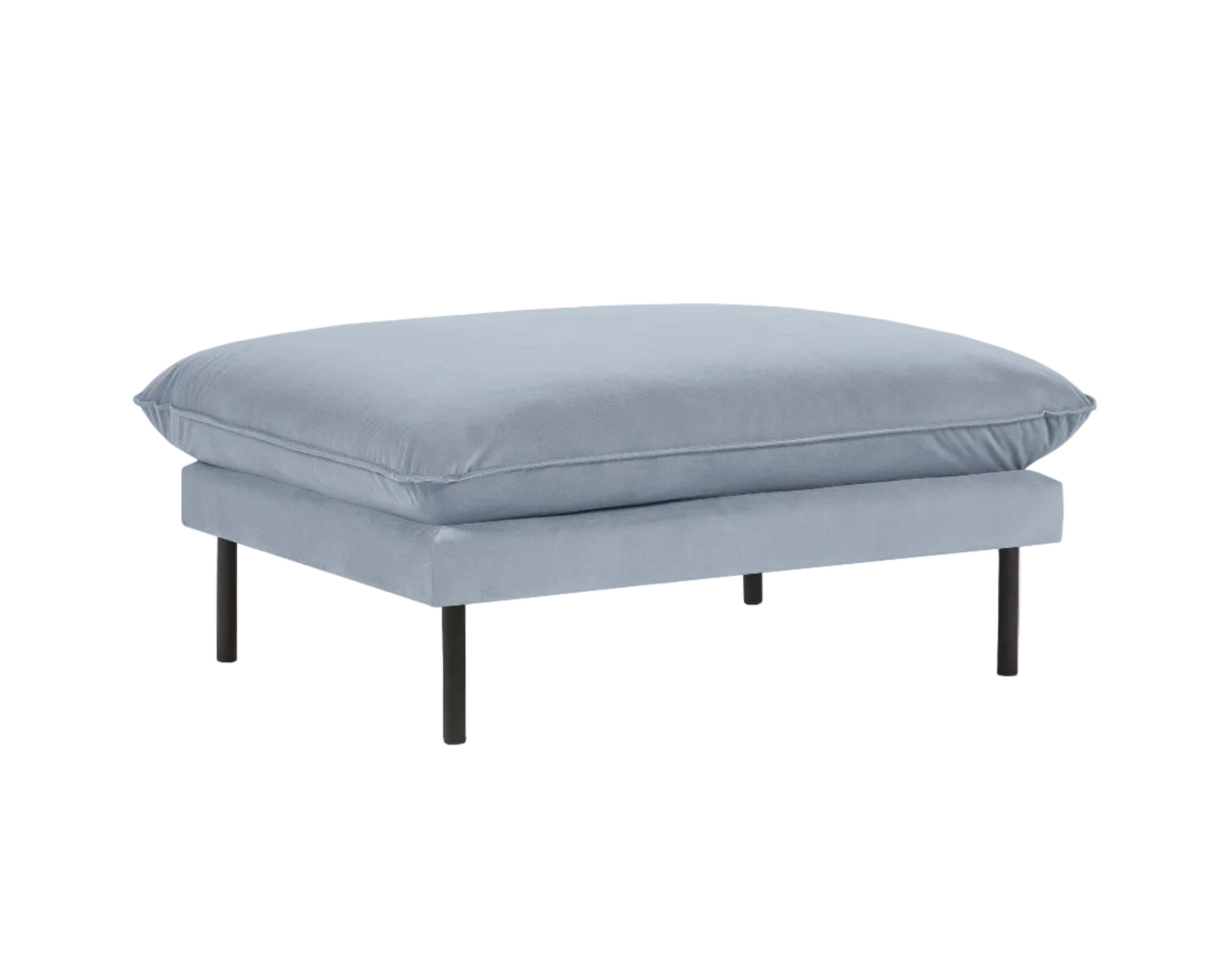 Velvet Pouf VIENNA Light Blue with Black Base