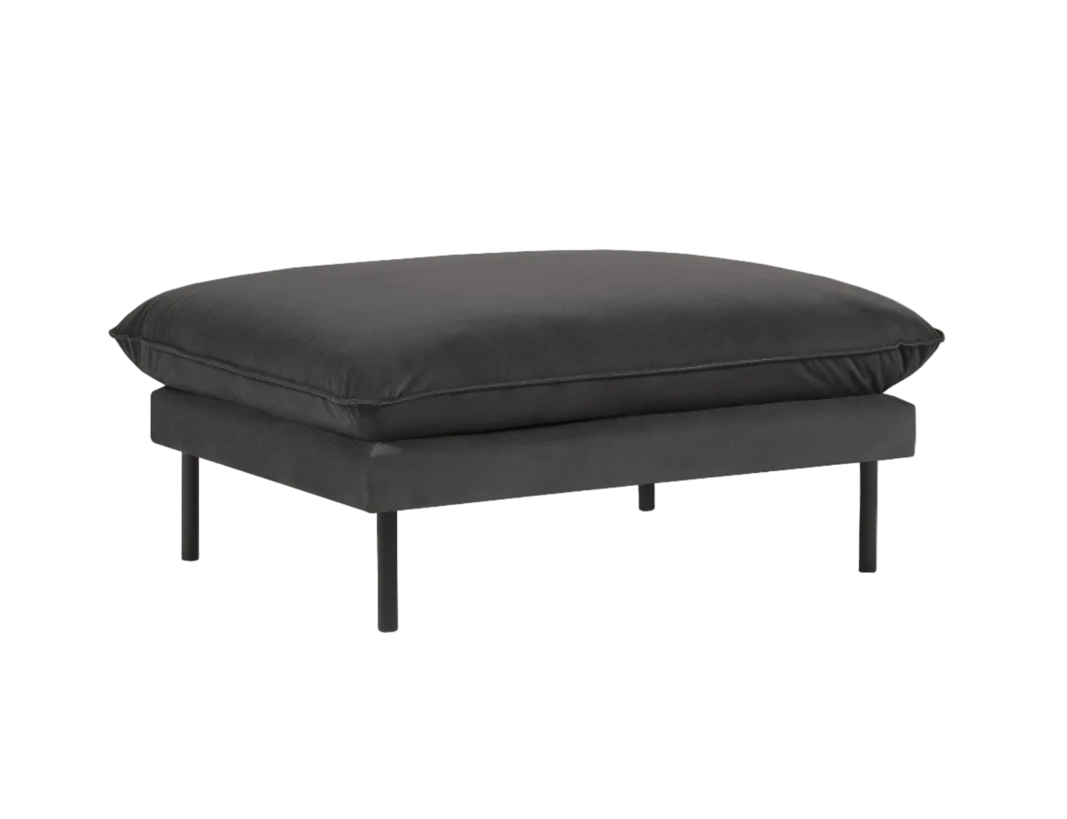 Velvet Pouf VIENNA Dark Gray with Black Base