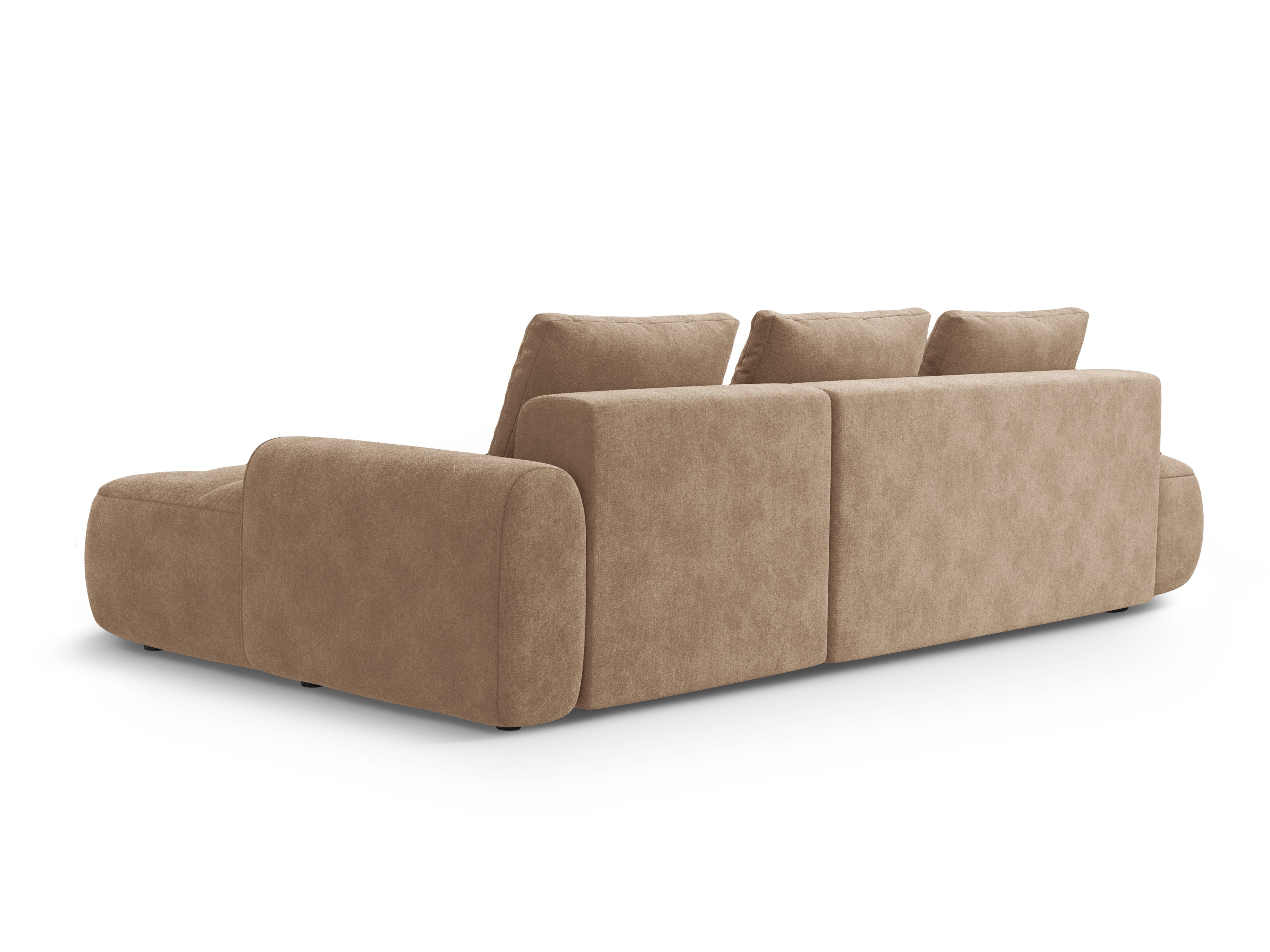 Samt-Ecksofa rechts mit Schlaffunktion 3-sitzig LINZ dunkelbeige