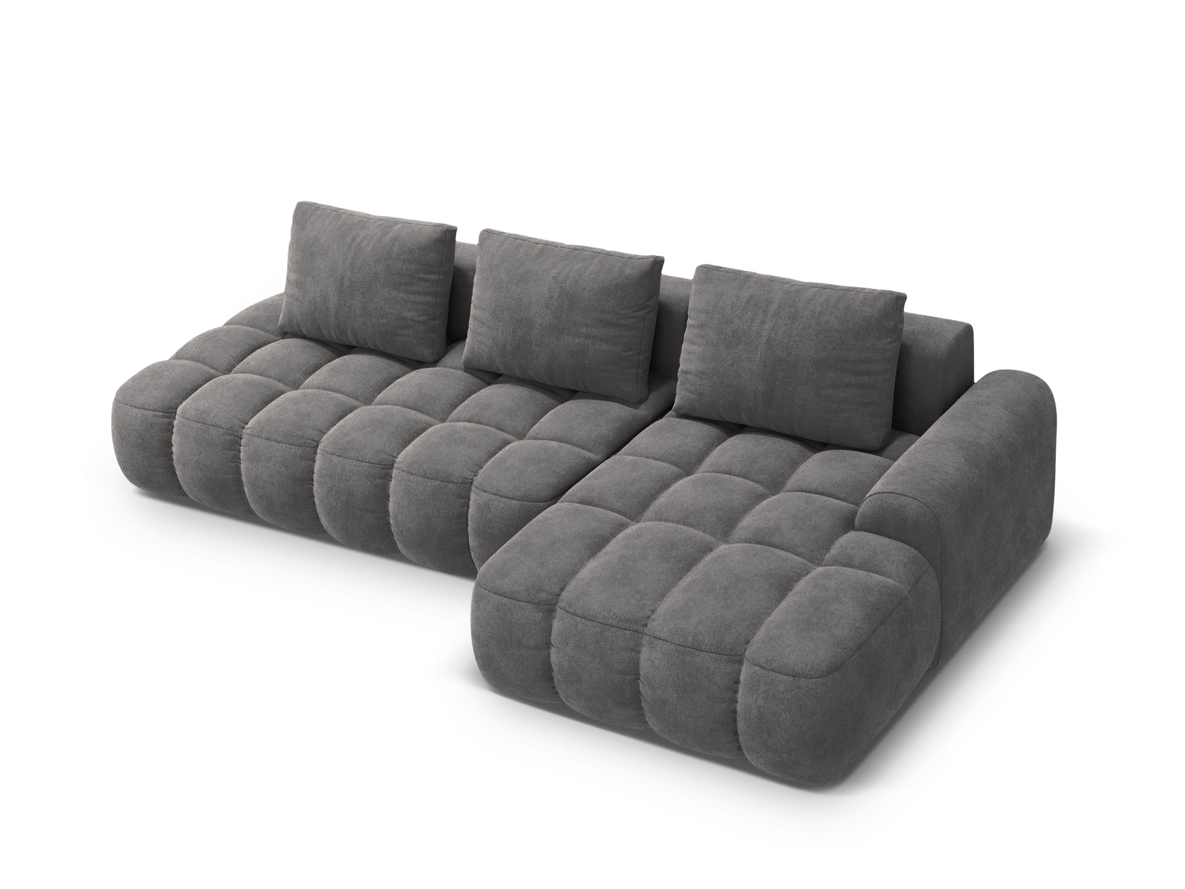 Samt-Ecksofa rechts mit Schlaffunktion für 3 Personen LINZ dunkelgrau