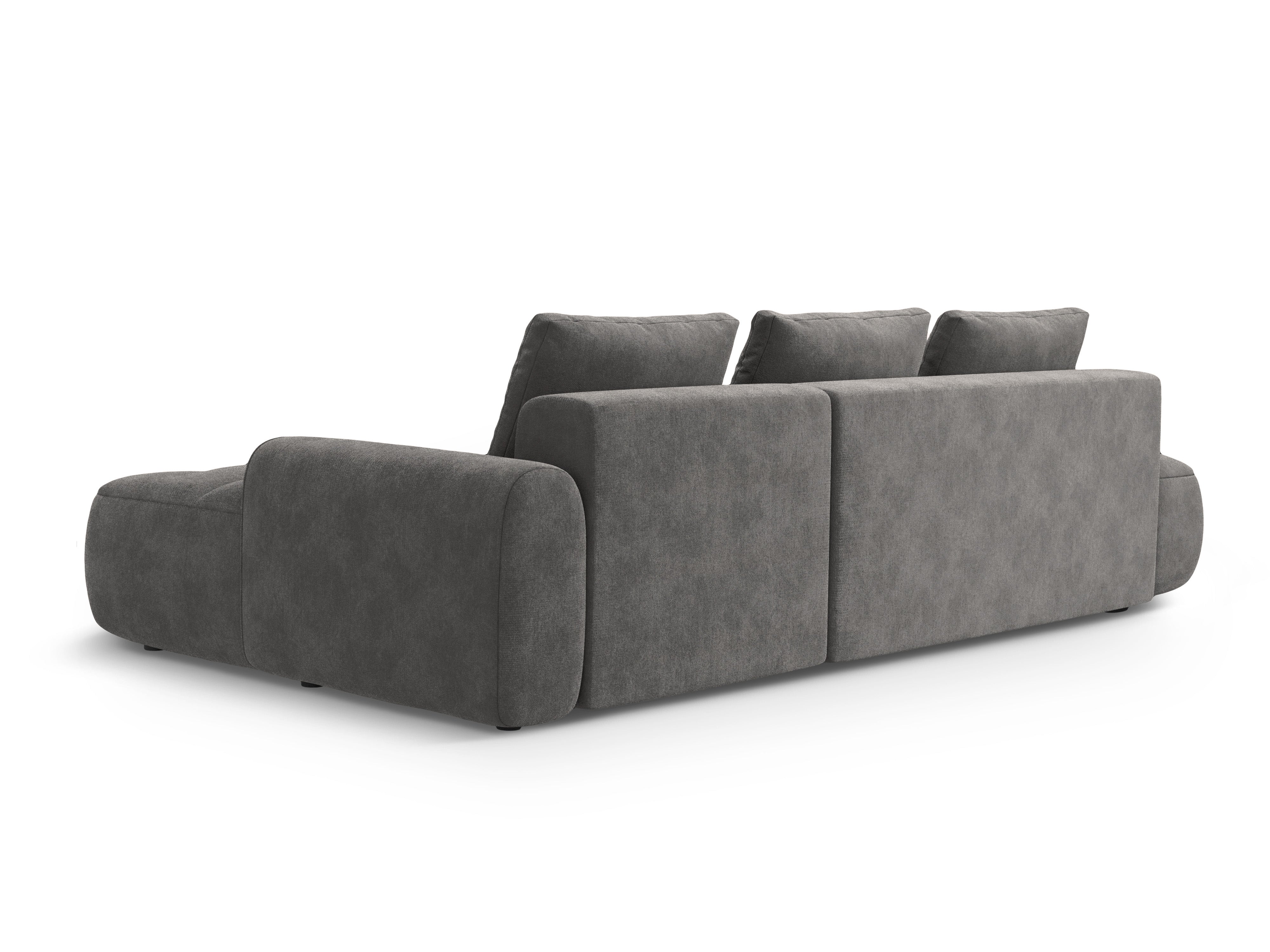 Samt-Ecksofa rechts mit Schlaffunktion für 3 Personen LINZ dunkelgrau