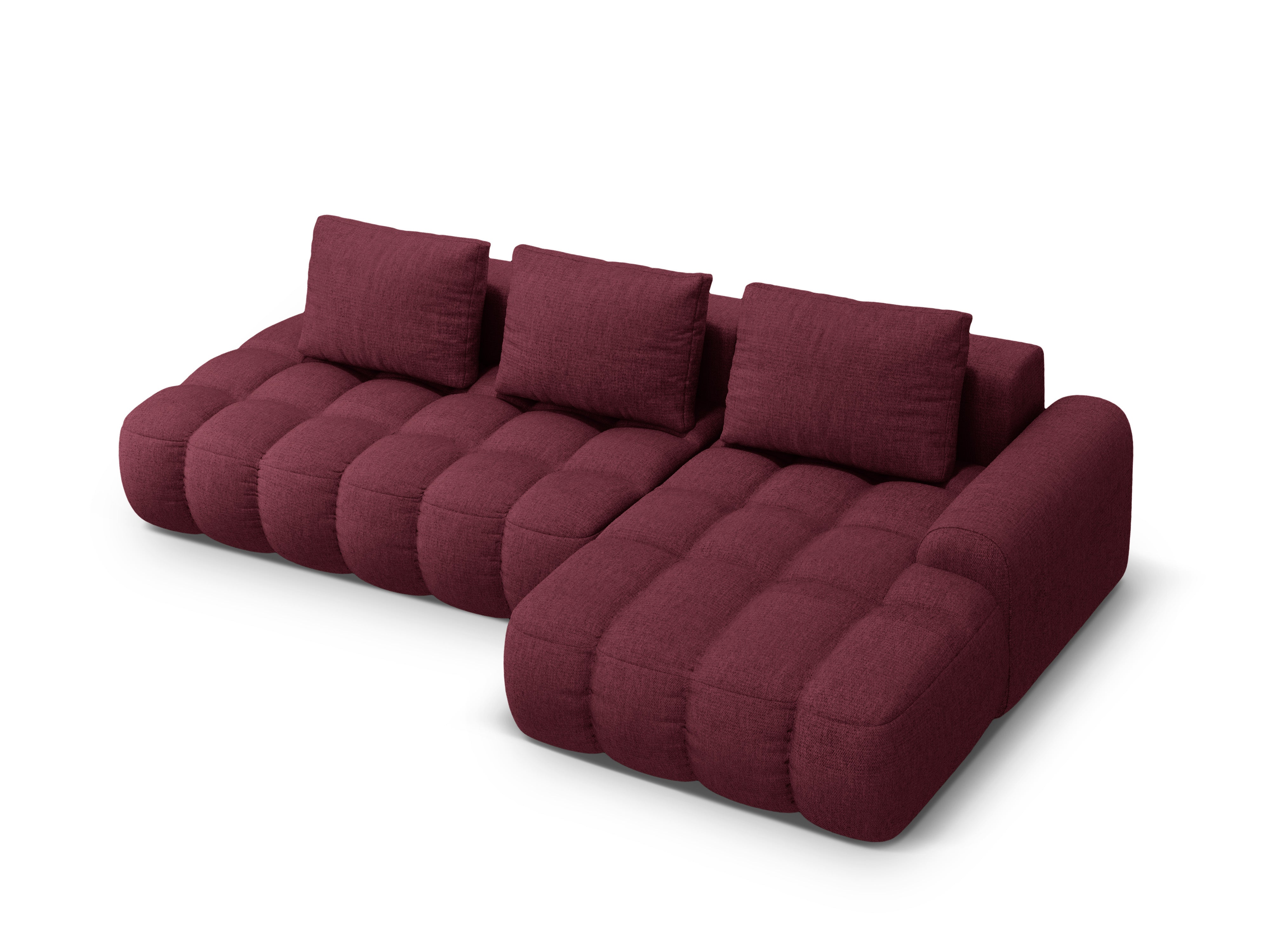 Right-sided corner sofa bed for 3 people LINZ burgundy