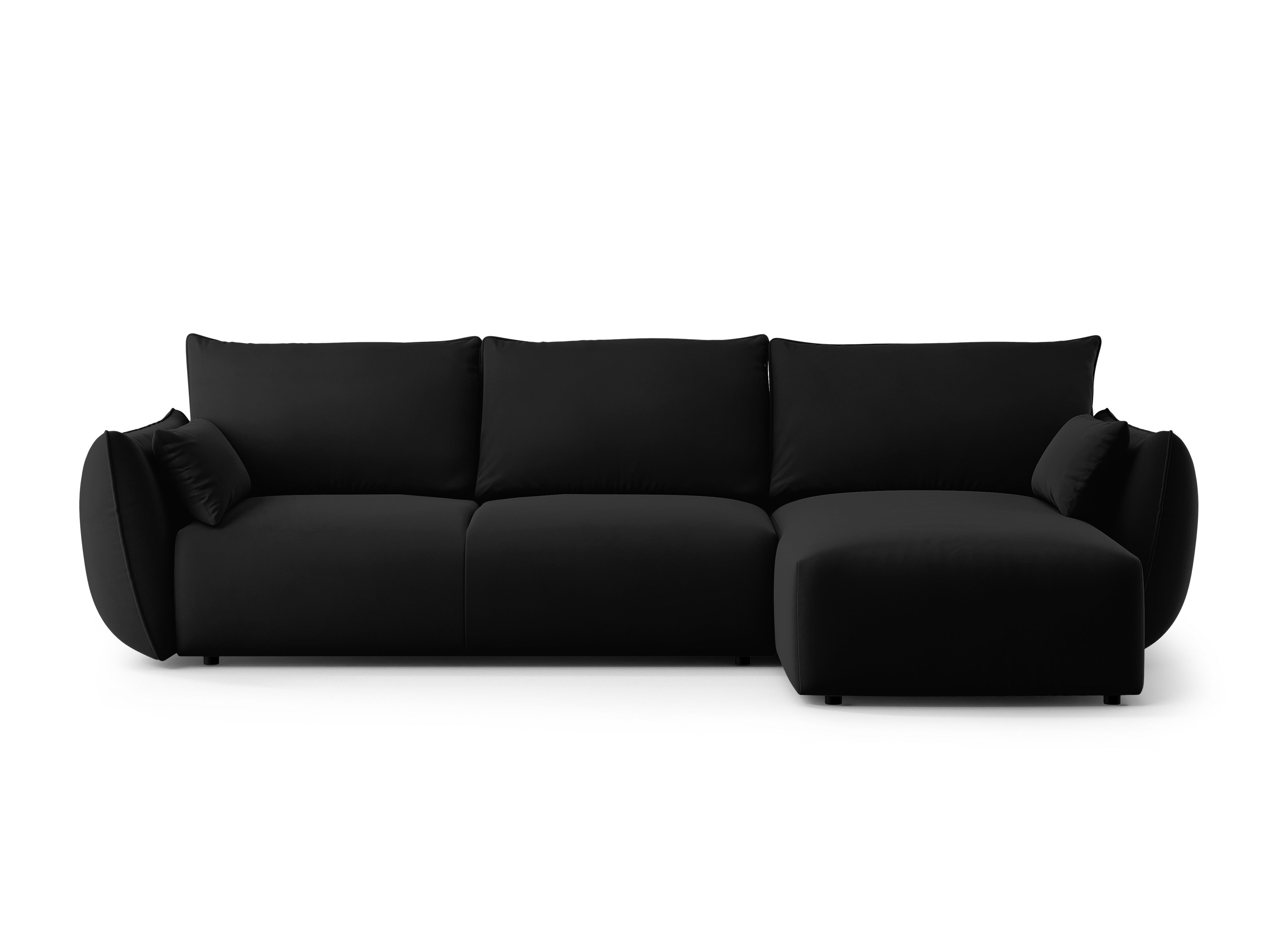 Rechtes Samt-Ecksofa mit Schlaffunktion MATERA schwarz