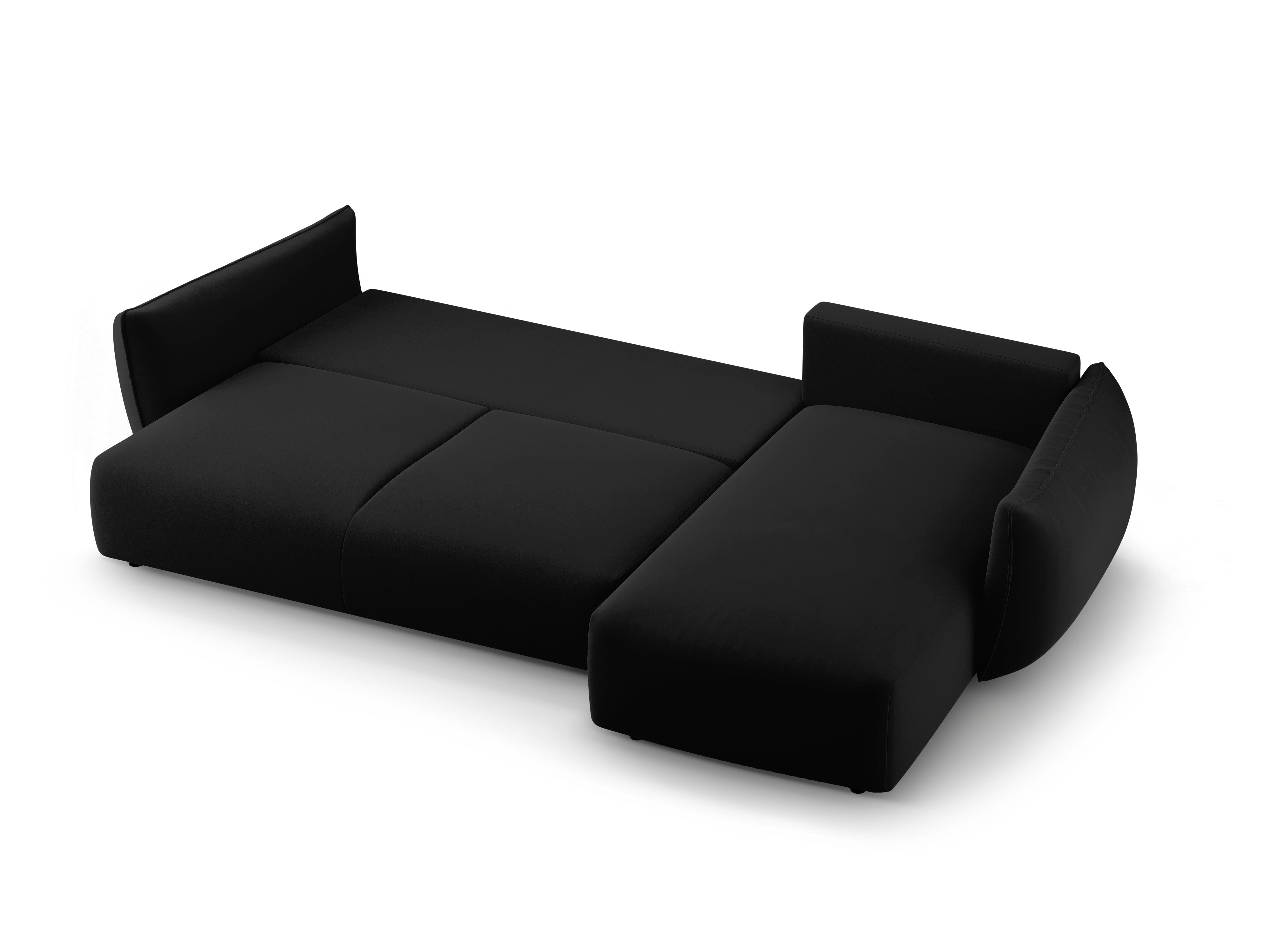 Rechtes Samt-Ecksofa mit Schlaffunktion MATERA schwarz