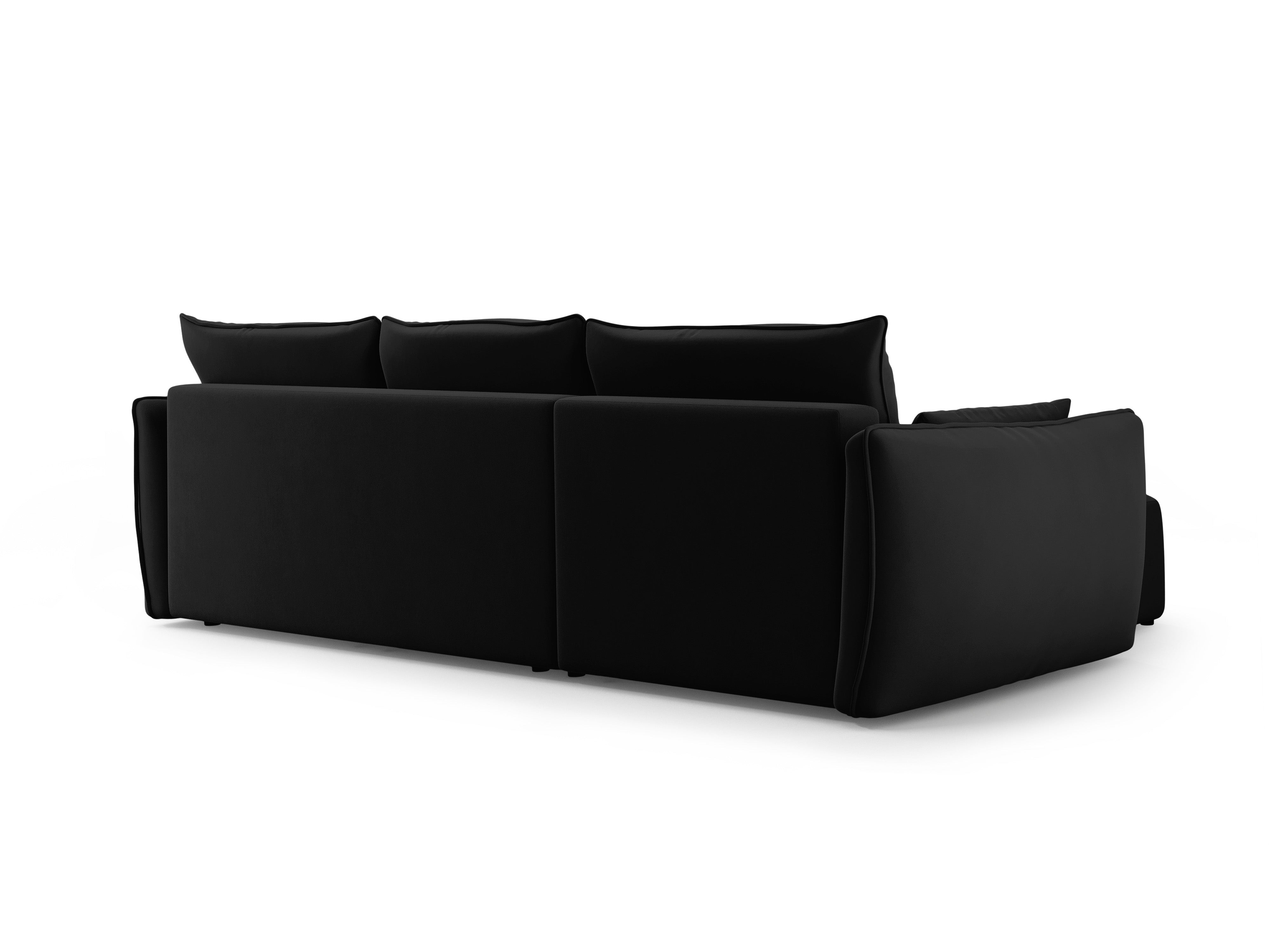 Rechtes Samt-Ecksofa mit Schlaffunktion MATERA schwarz