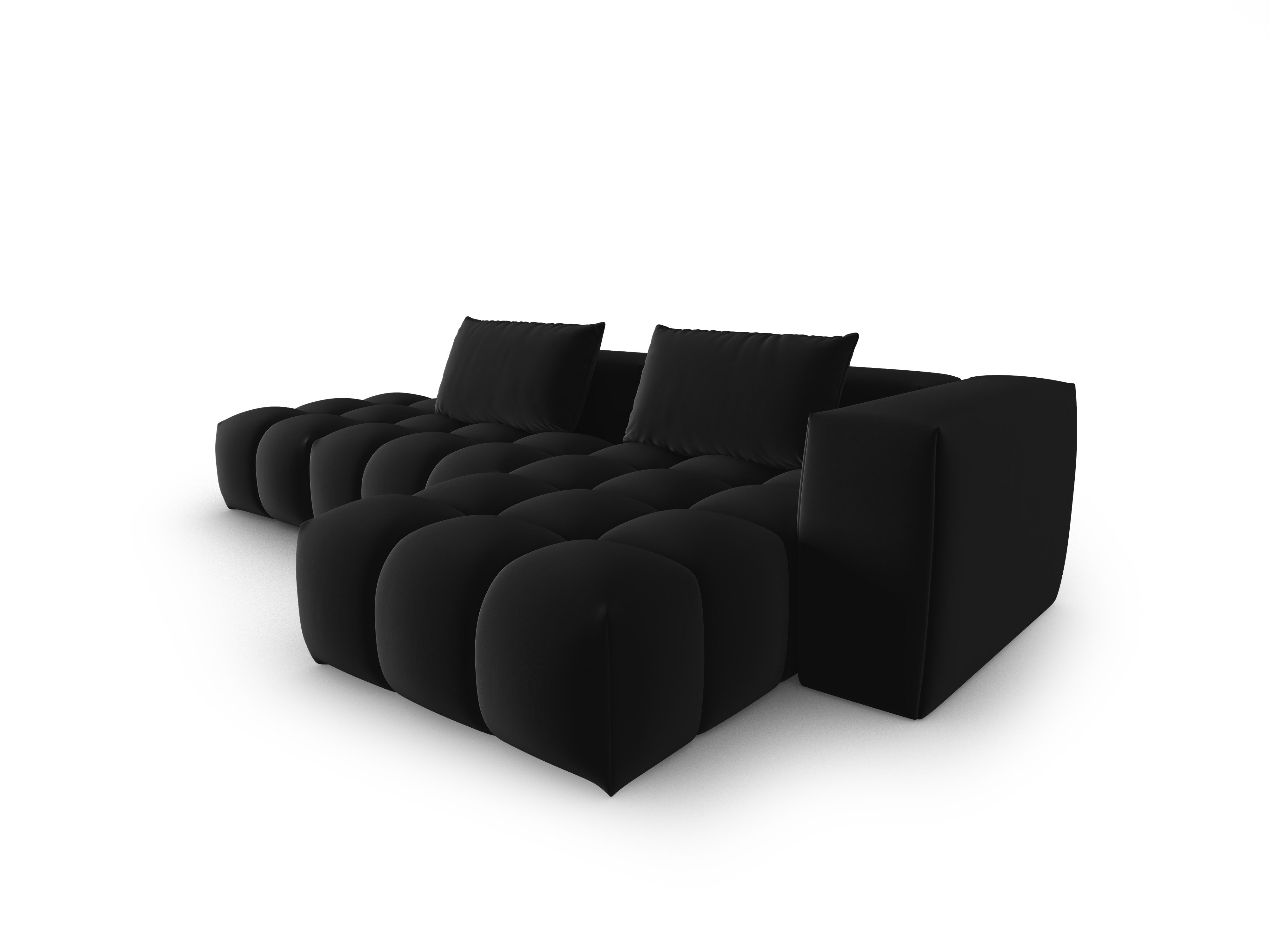 Open right-facing 4-seater velvet corner sofa VERONA black