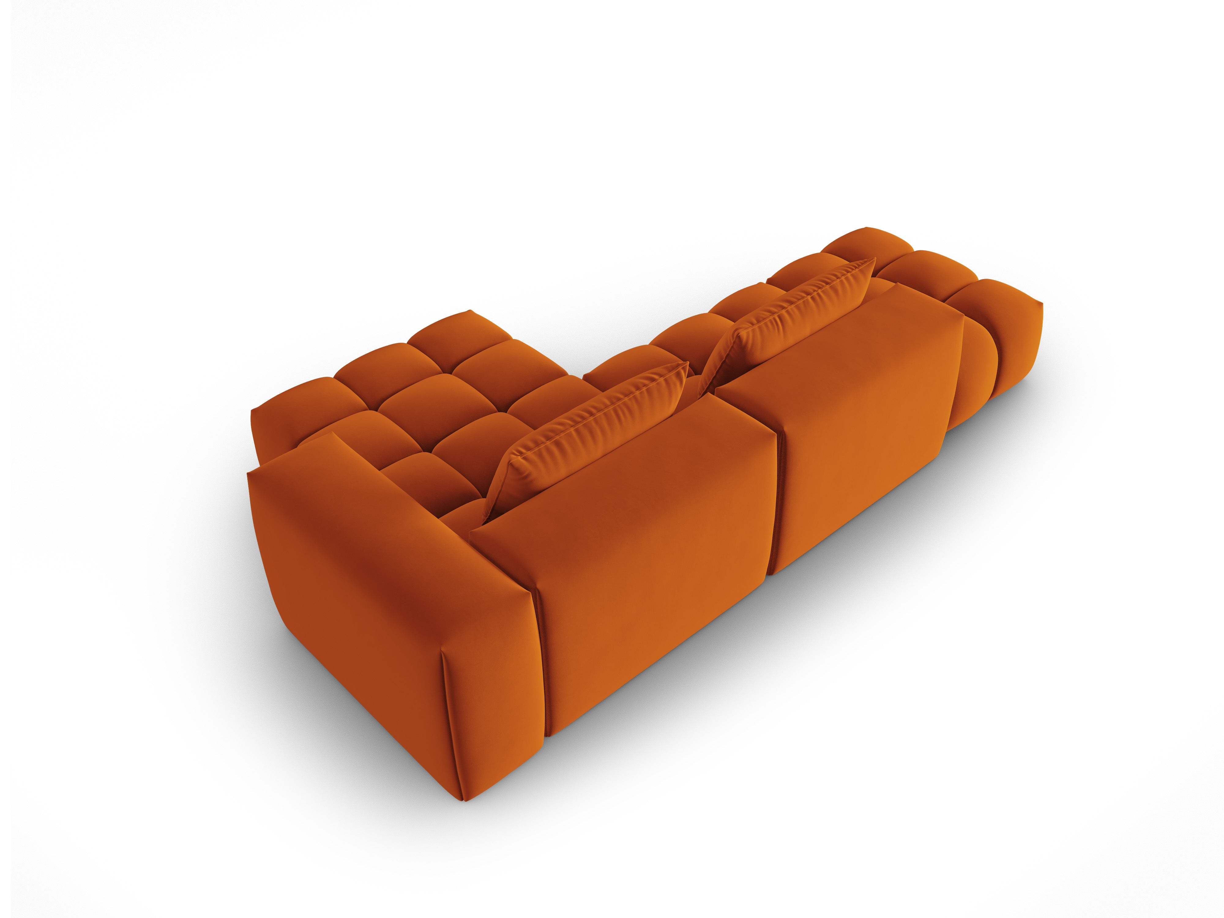 Open right-facing 4-seater velvet corner sofa VERONA brick