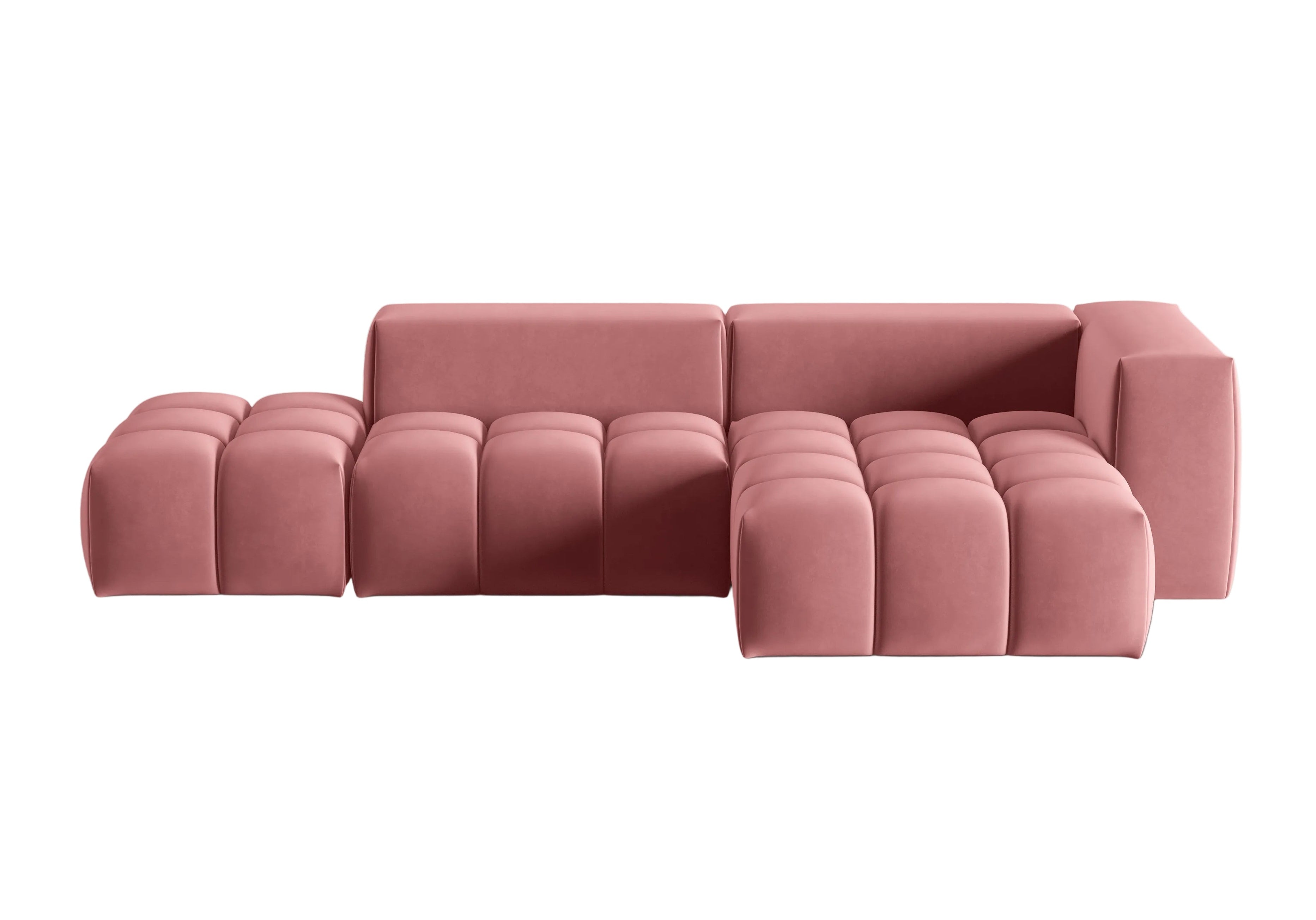 Open right-facing 4-seater velvet corner sofa VERONA flamingo pink