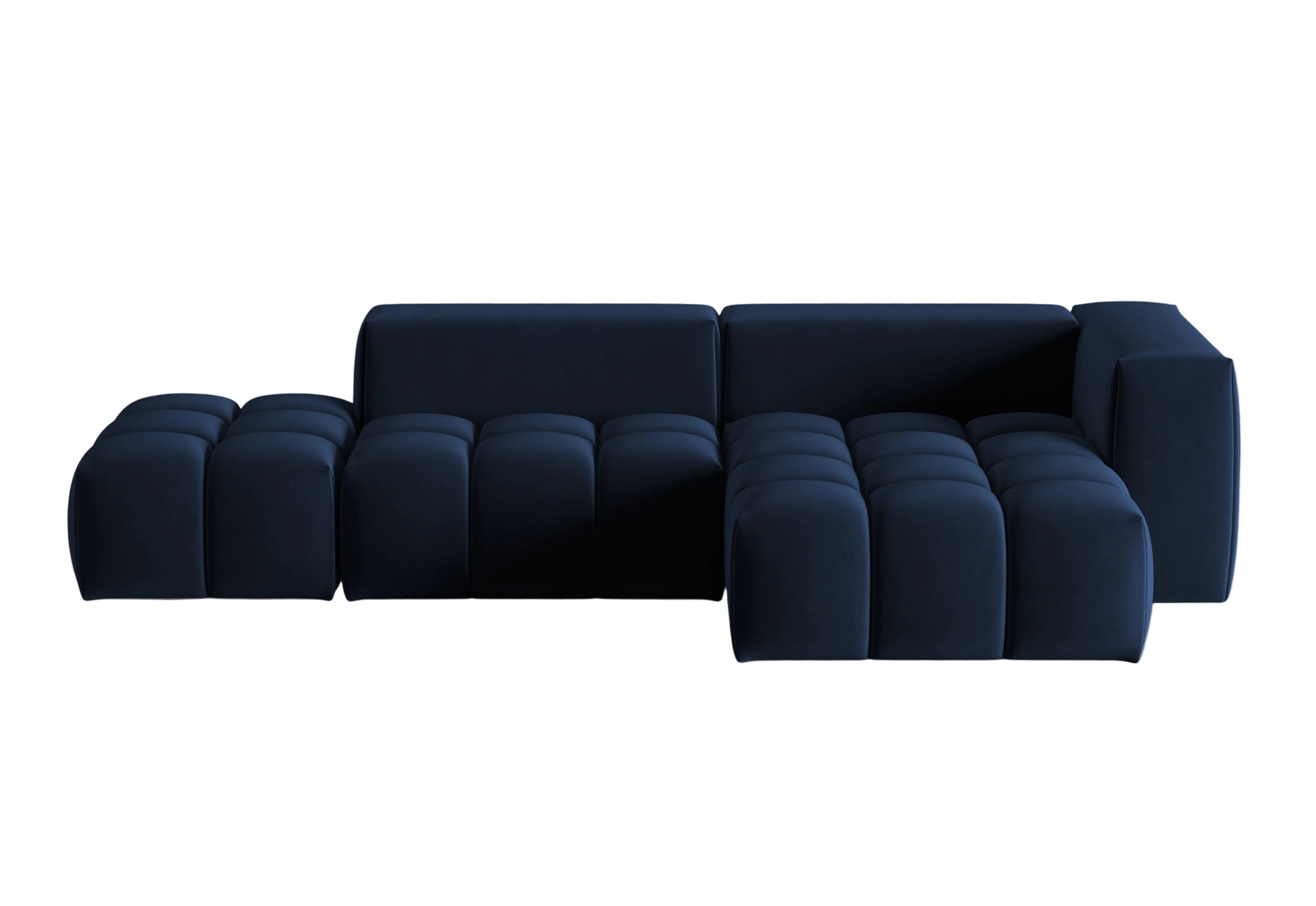 Open right-facing 4-seater velvet corner sofa VERONA royal blue