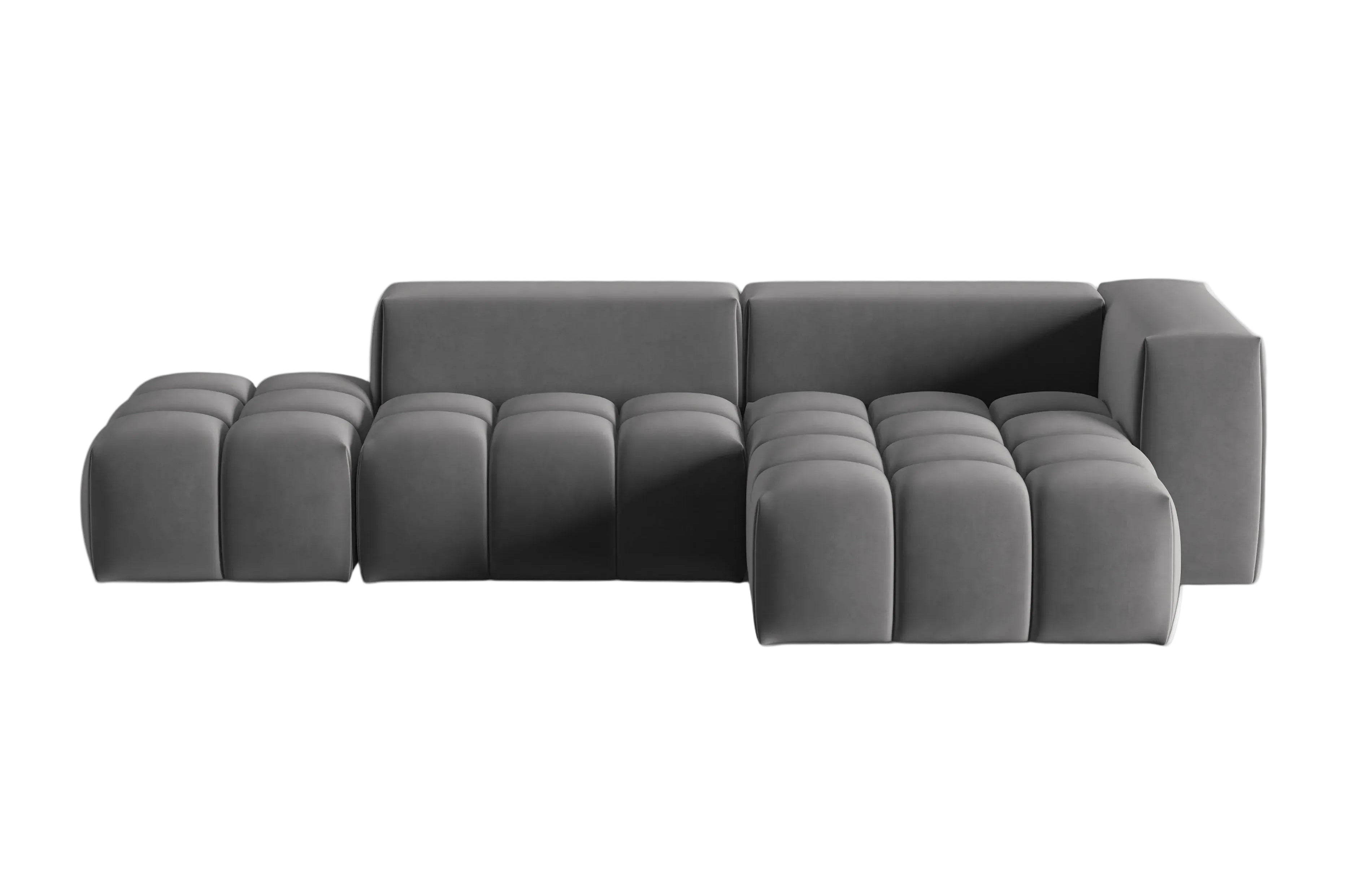 Open right-facing 4-seater velvet corner sofa VERONA gray