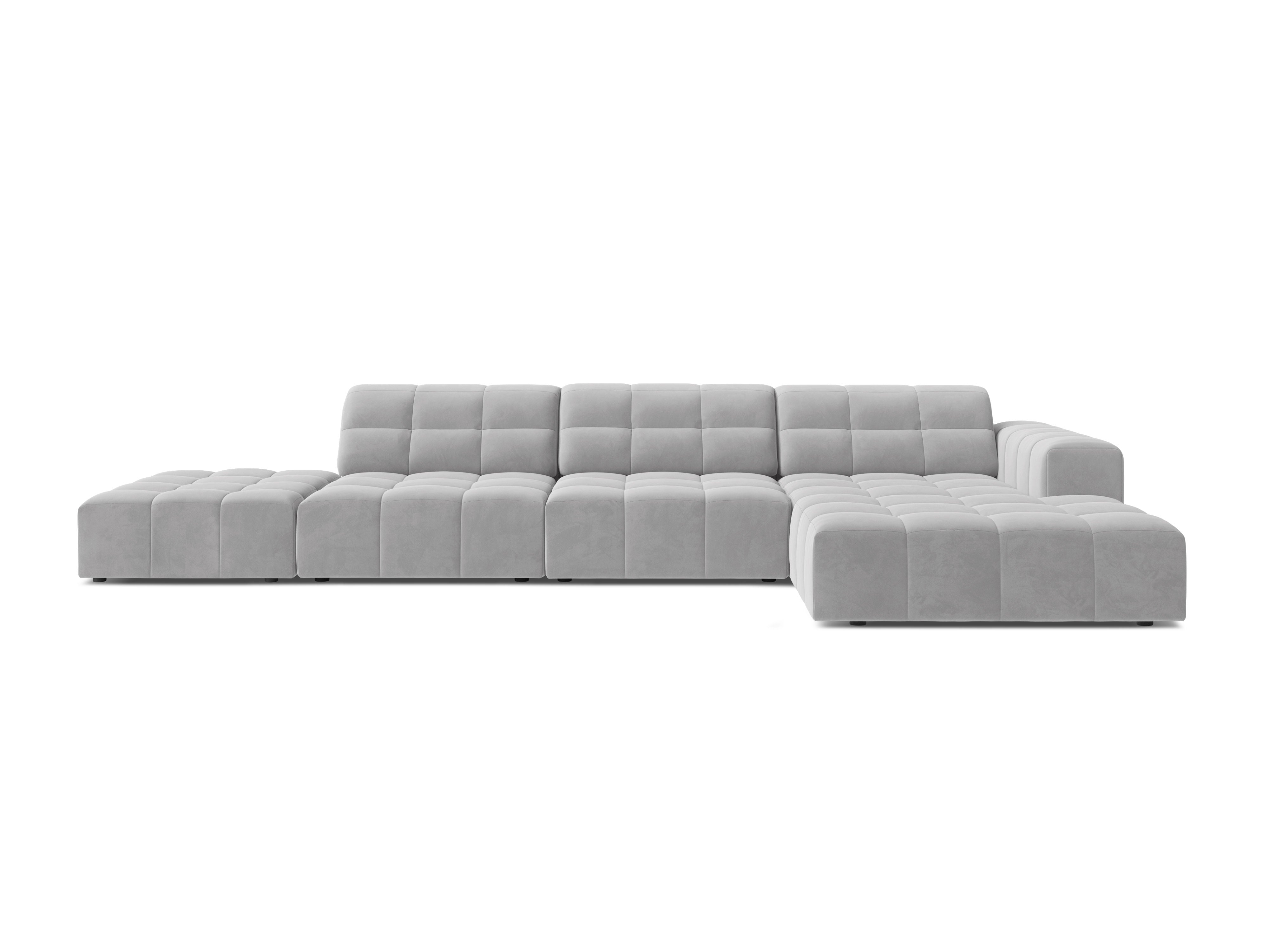 Right-sided corner velvet 5-seater chicago light gray