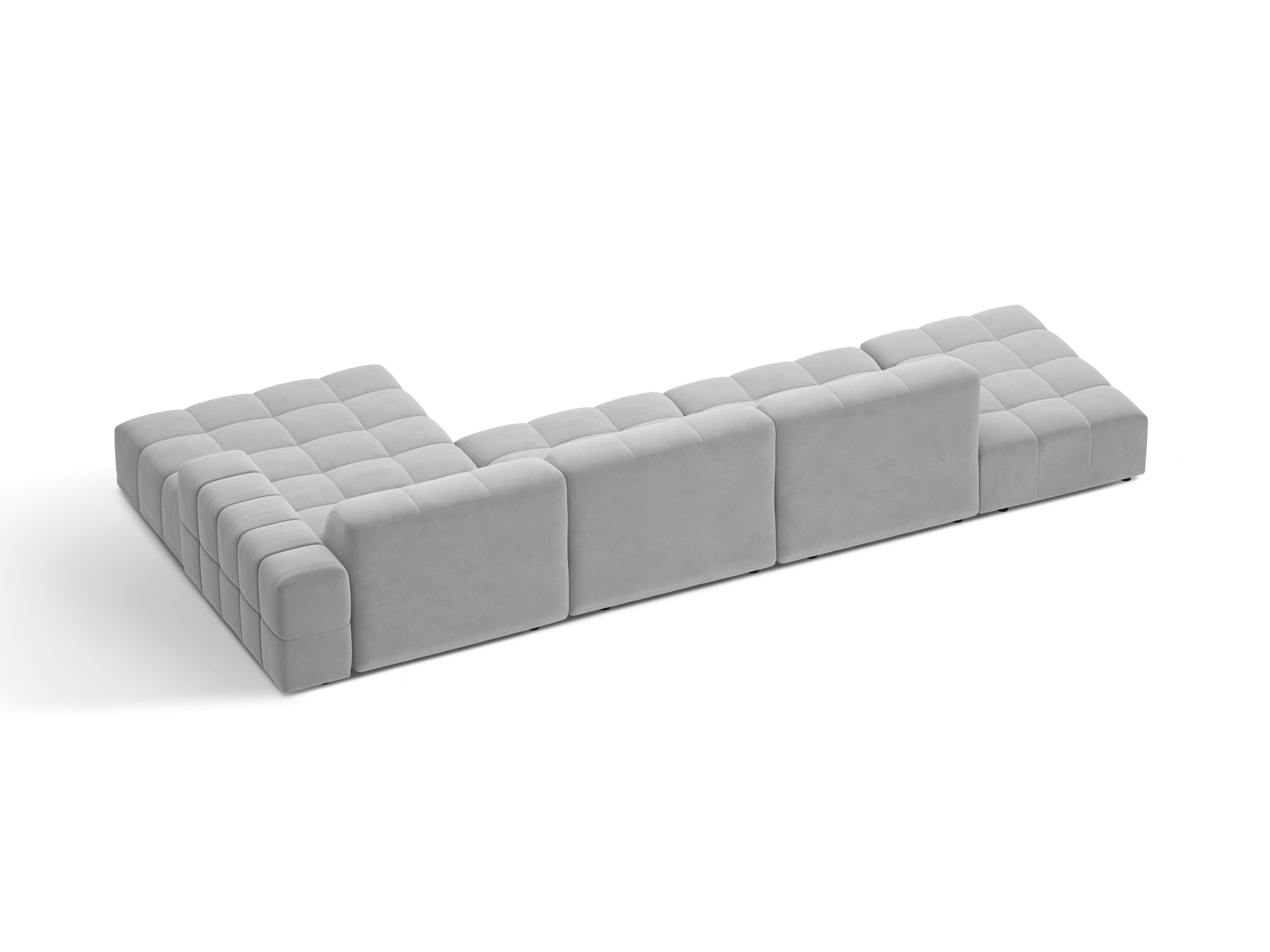 Right-sided corner velvet 5-seater chicago light gray