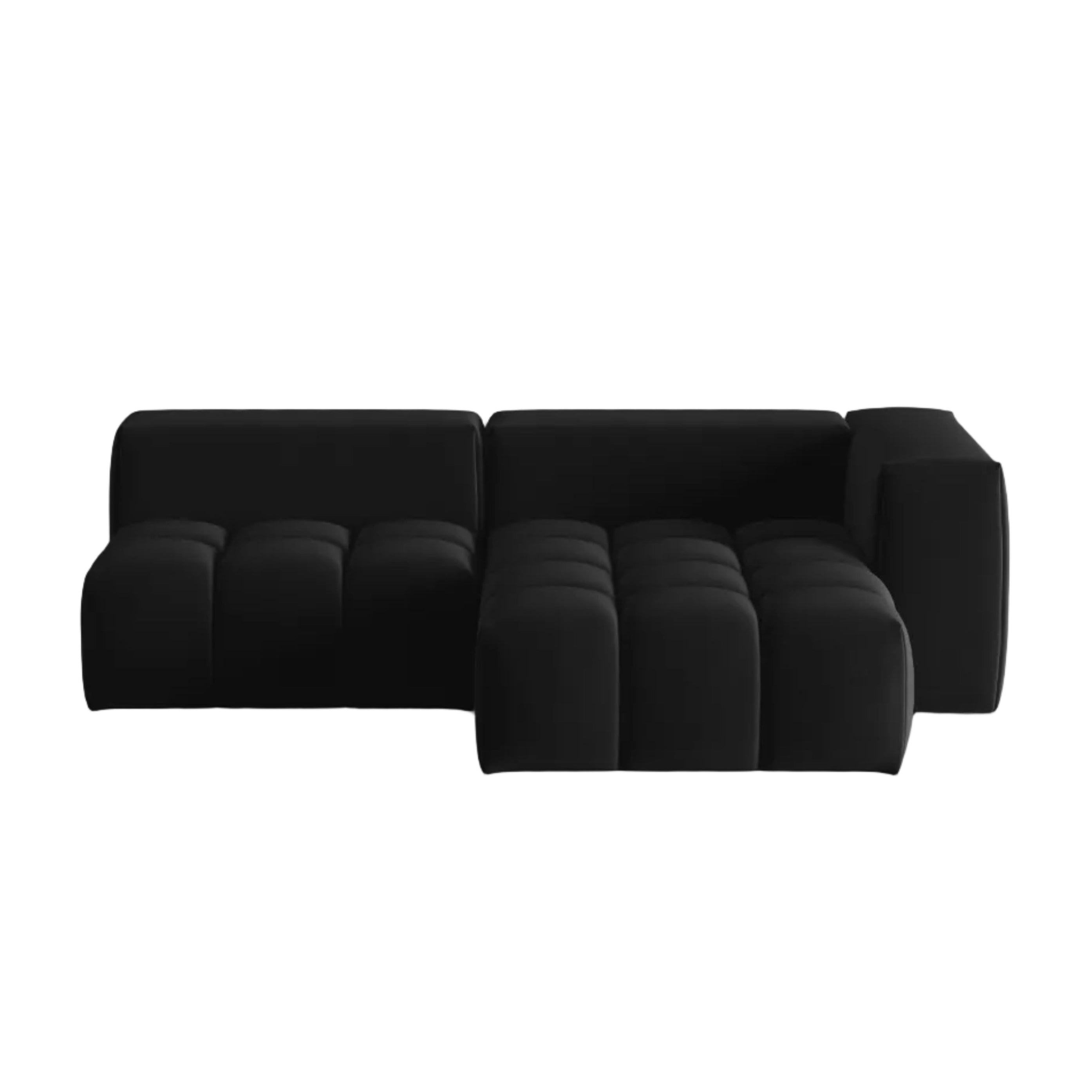 Black Velvet Right-Handed Open 3-Seater Sofa VERONA