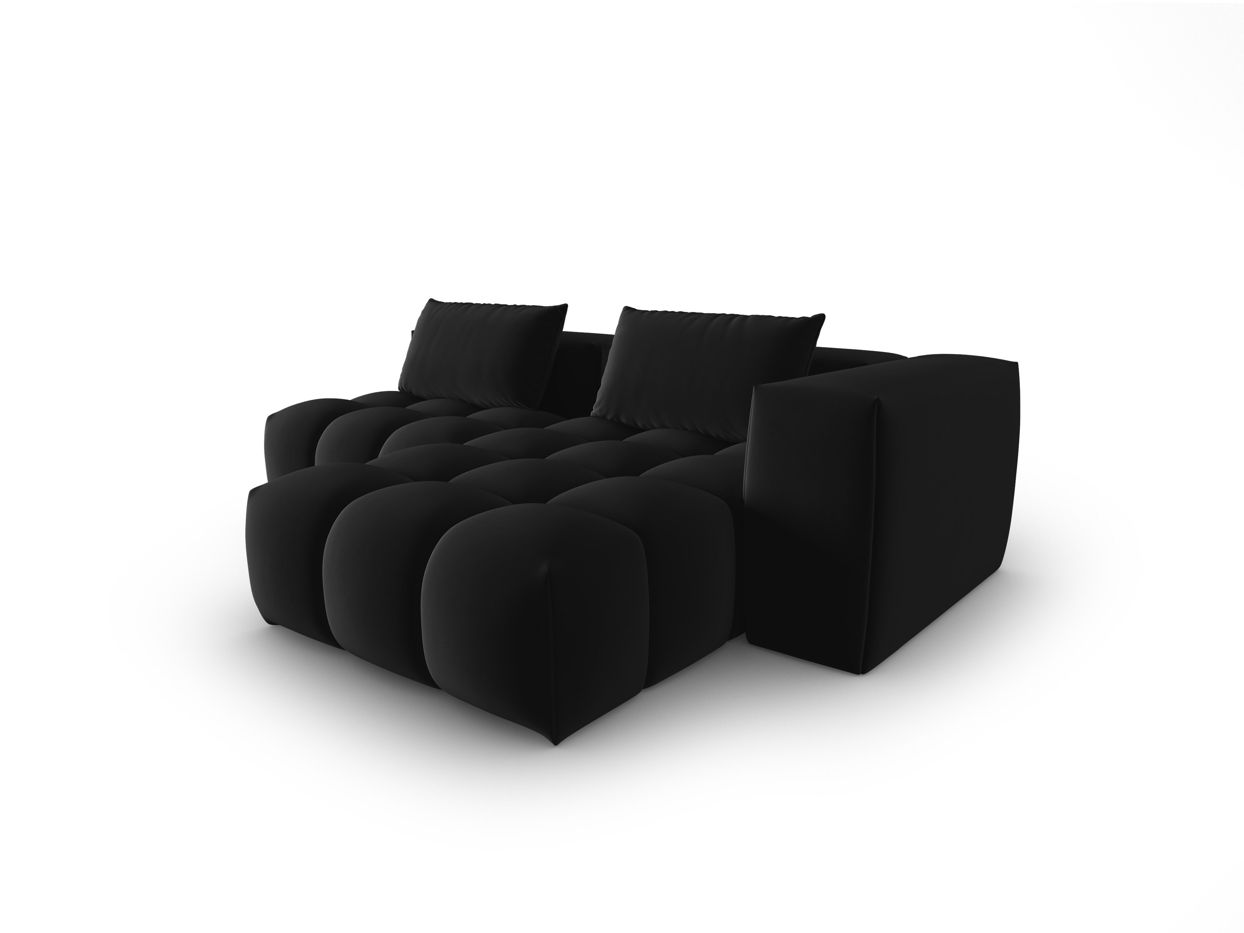 Black Velvet Right-Handed Open 3-Seater Sofa VERONA