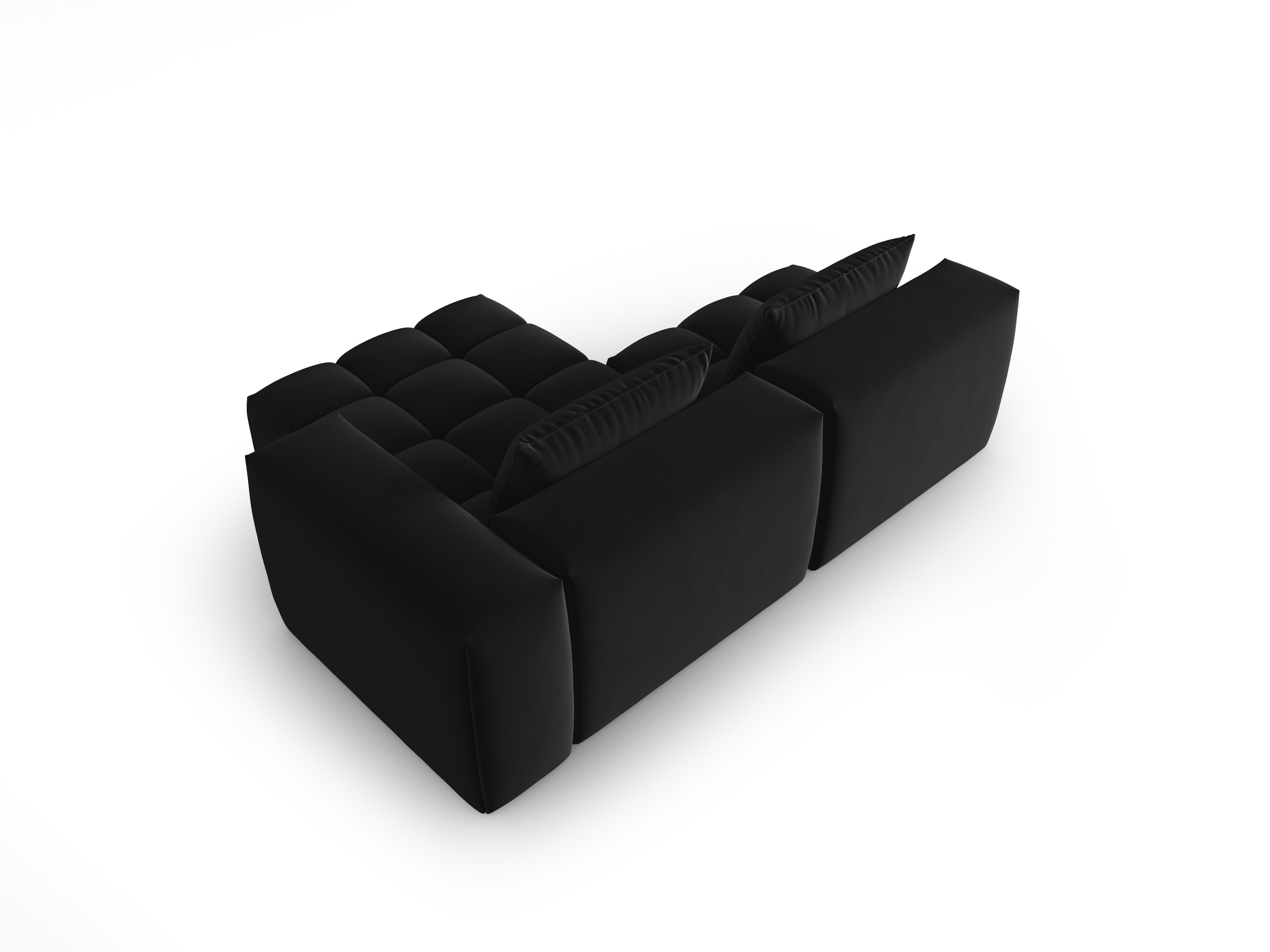 Black Velvet Right-Handed Open 3-Seater Sofa VERONA