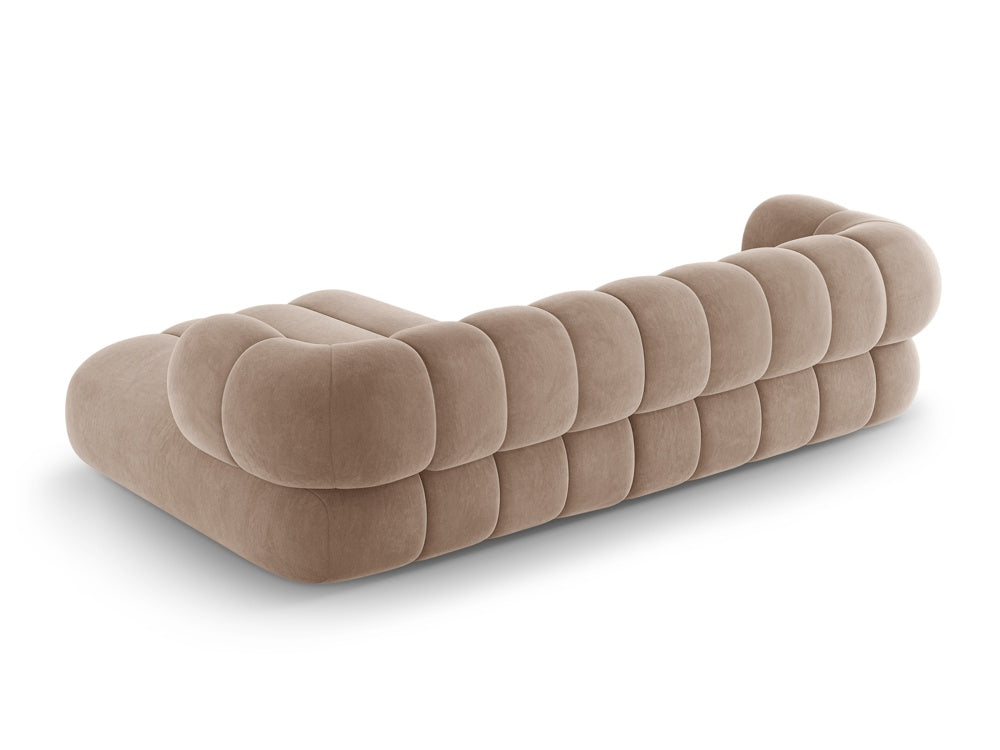 Samt-Ecksofa für 5 Personen, rechtsseitig, KOGE, dunkelbeige