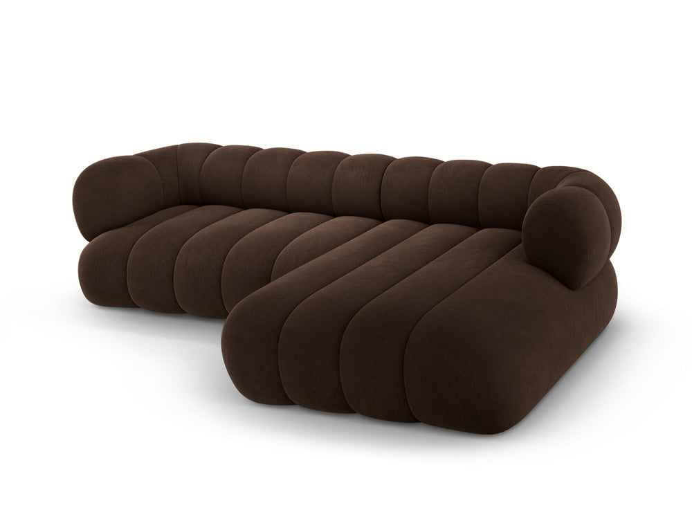 Chocolate right-facing velvet corner sofa for 5 people KOGE