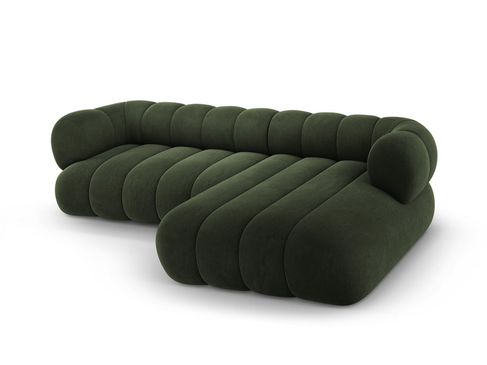 Samt-Ecksofa für 5 Personen rechts KOGE grün