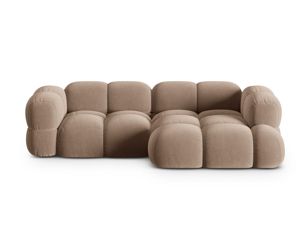 Samt-Ecksofa 3-sitzig rechts LORETTO dunkelbeige