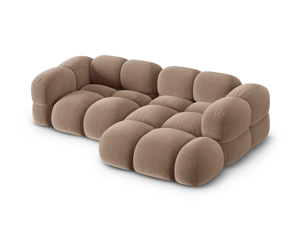 Samt-Ecksofa 3-sitzig rechts LORETTO dunkelbeige