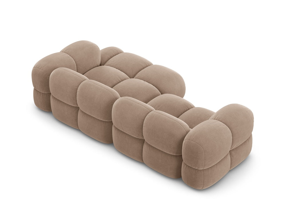 Samt-Ecksofa 3-sitzig rechts LORETTO dunkelbeige