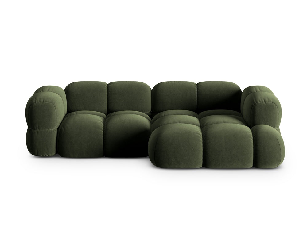 Samt-Ecksofa 3-sitzig rechts LORETTO grün