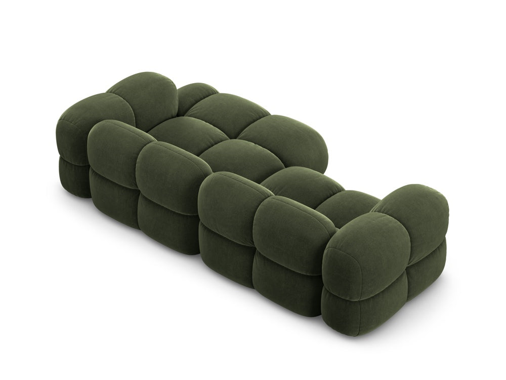 Samt-Ecksofa 3-sitzig rechts LORETTO grün
