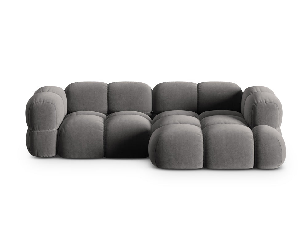 Samt-Ecksofa 3-sitzig rechts LORETTO grau