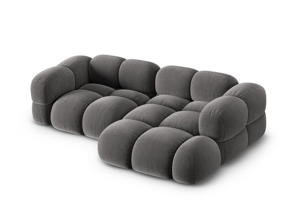 Samt-Ecksofa 3-sitzig rechts LORETTO grau