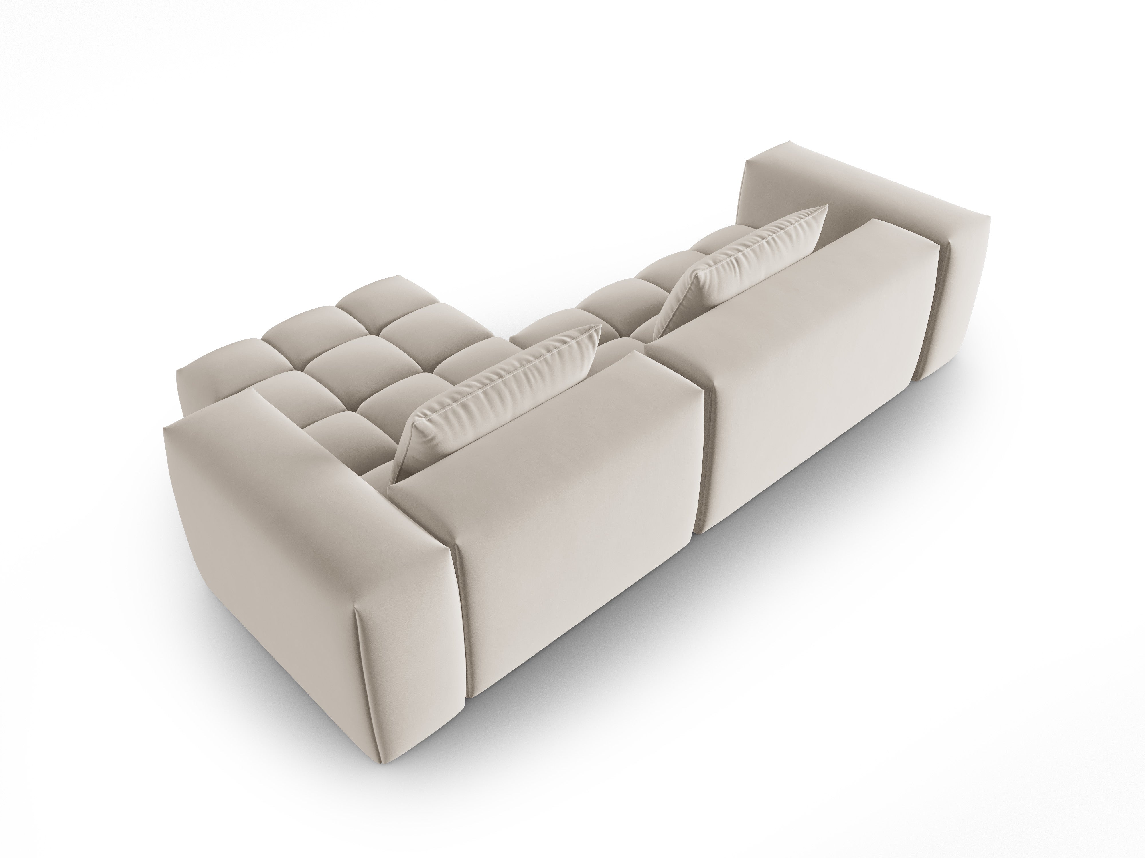 Velvet Corner Sofa for 3 People Right Side VERONA Ecru