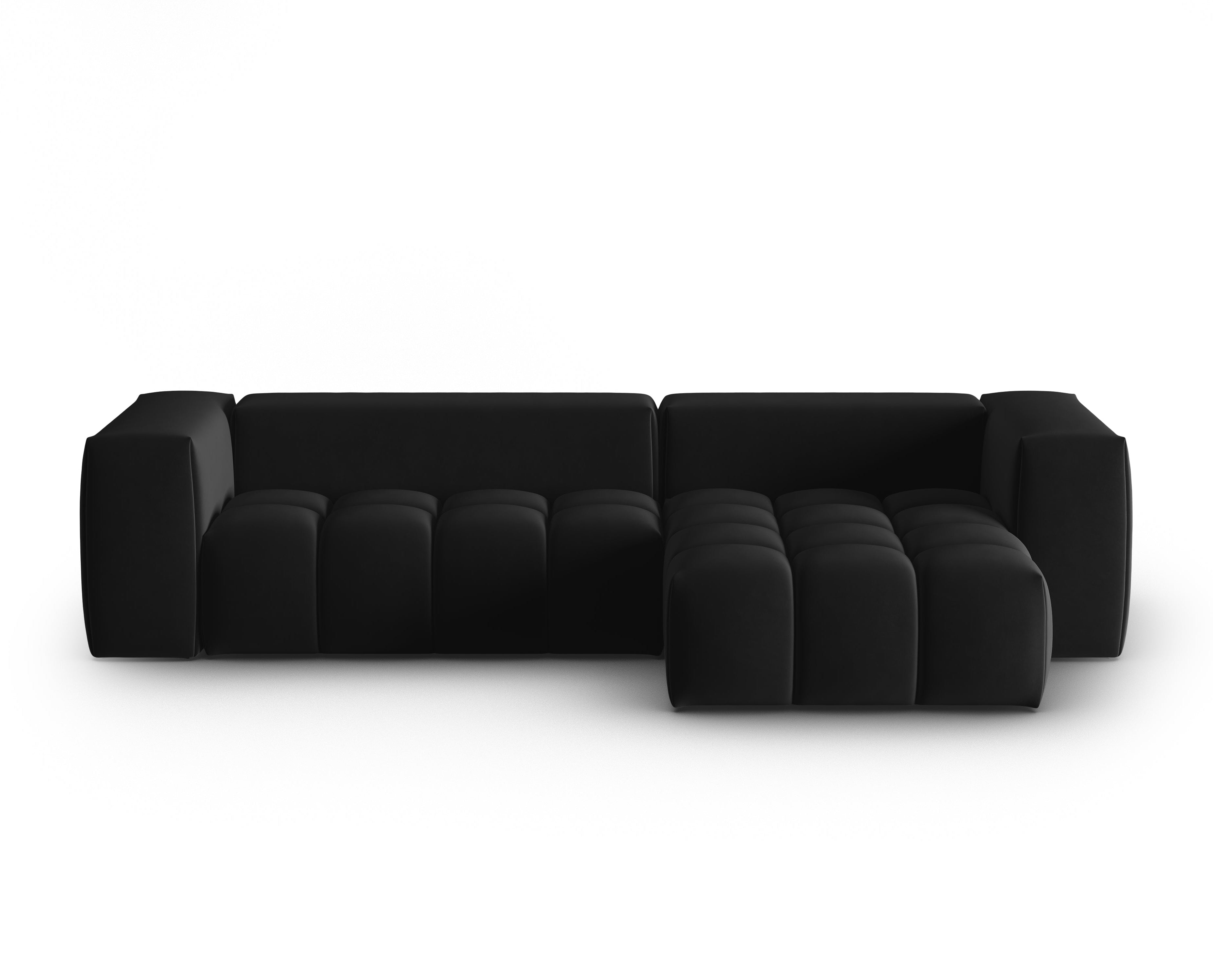 Velvet Corner Sofa for 3 People Right Side VERONA Black