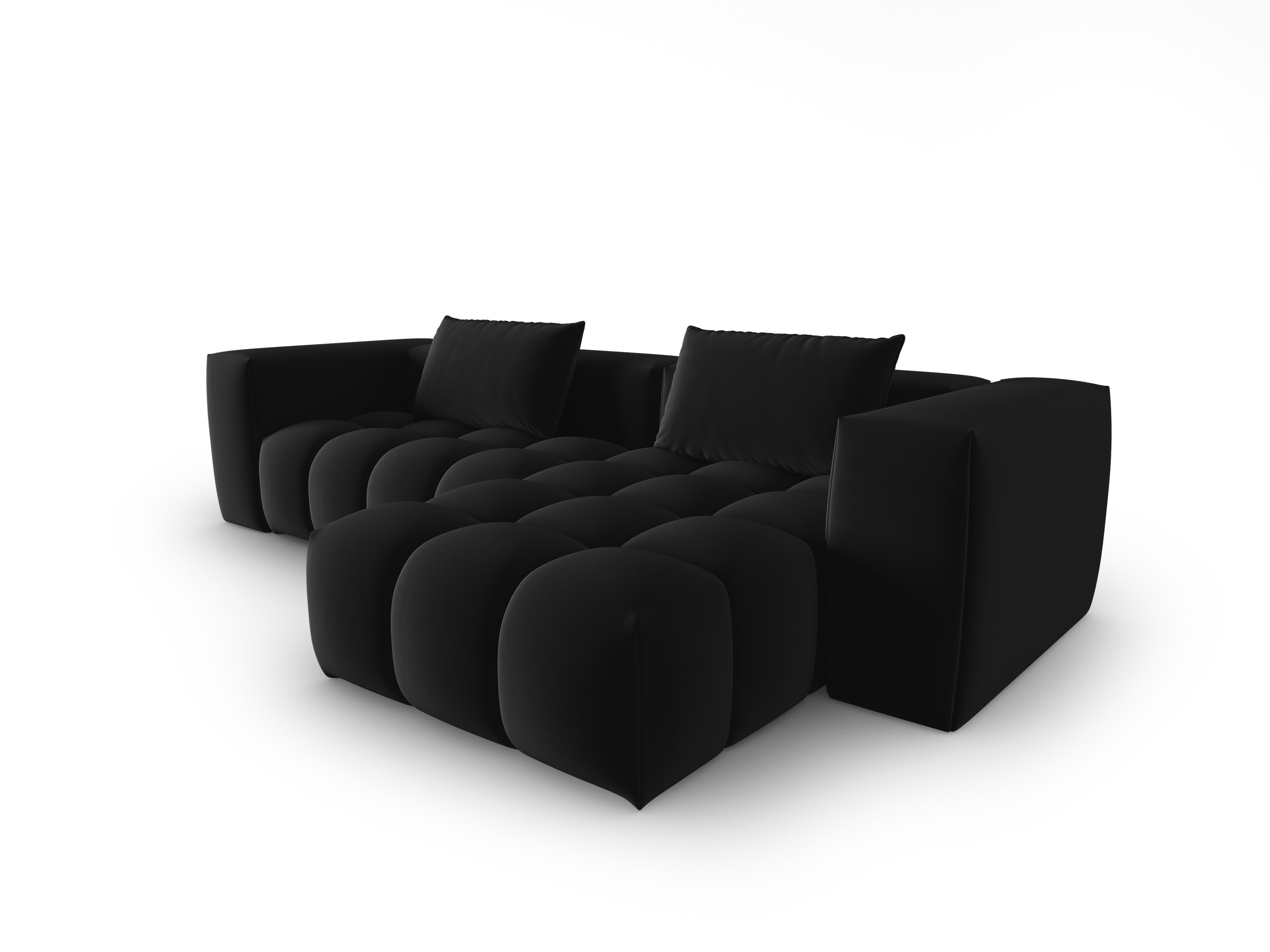 Velvet Corner Sofa for 3 People Right Side VERONA Black