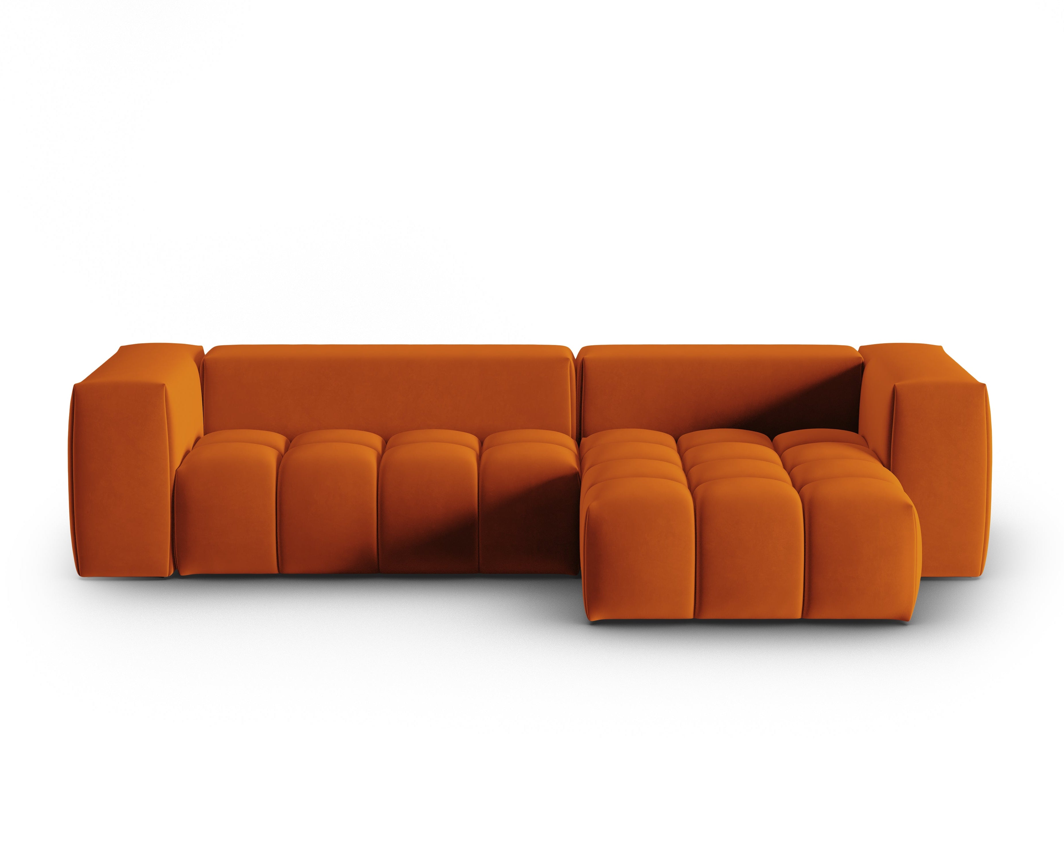 Velvet Corner Sofa for 3 People Right Side VERONA Brick