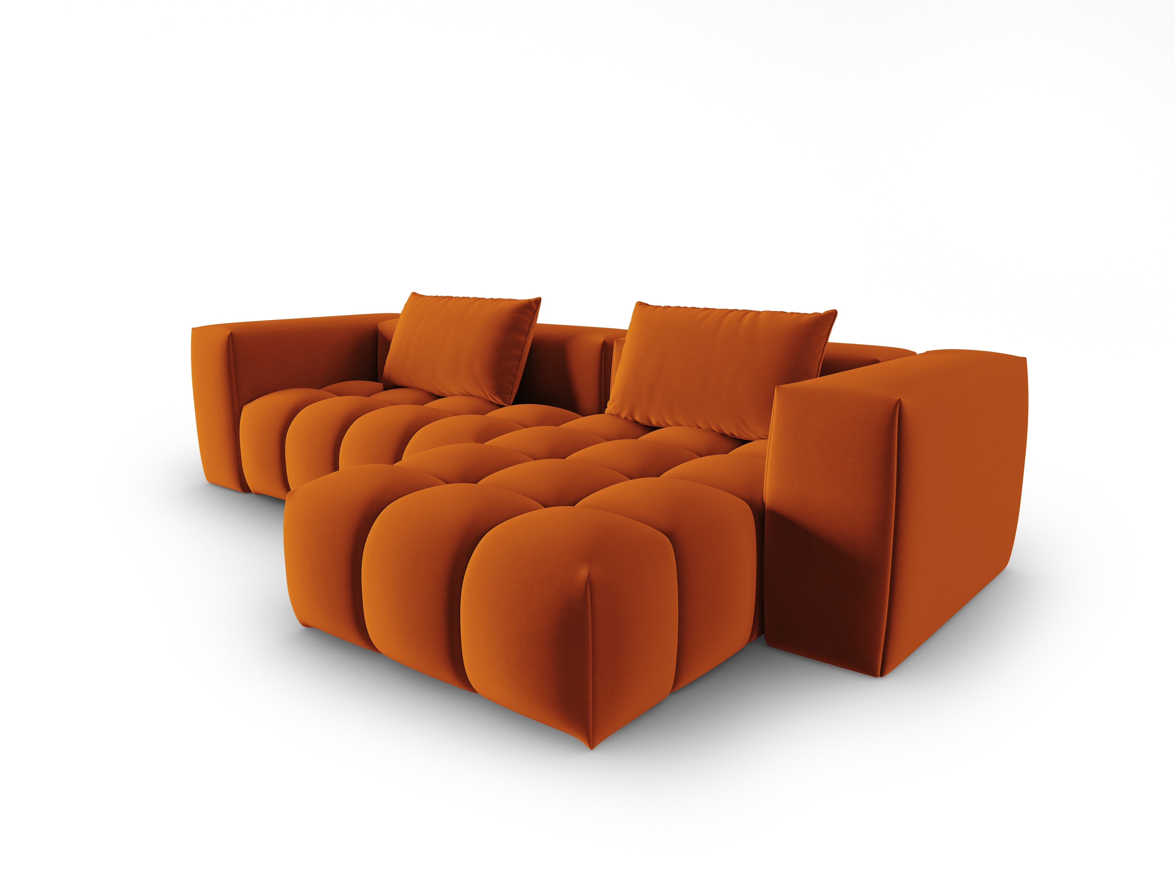 Velvet Corner Sofa for 3 People Right Side VERONA Brick