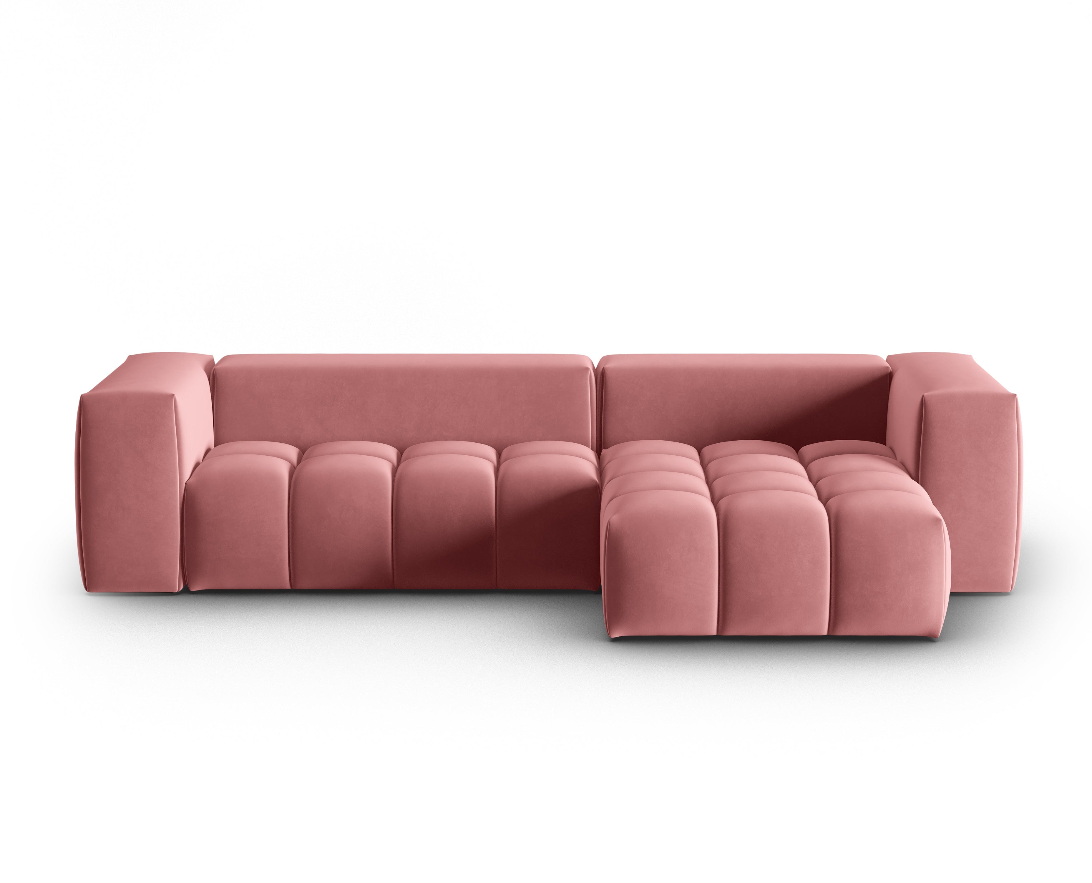 Velvet Corner Sofa for 3 People Right Side VERONA Flamingo Pink