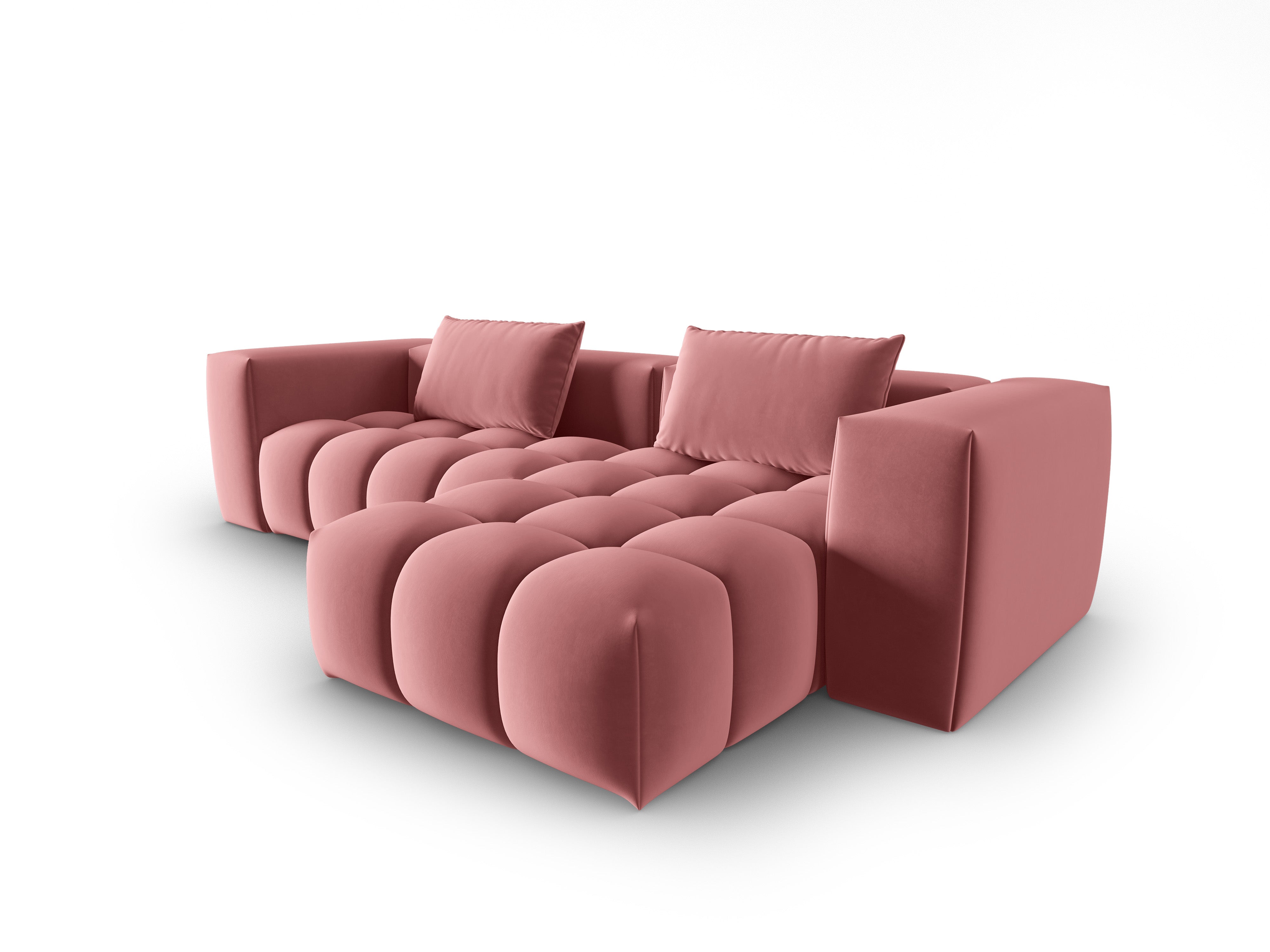 Velvet Corner Sofa for 3 People Right Side VERONA Flamingo Pink